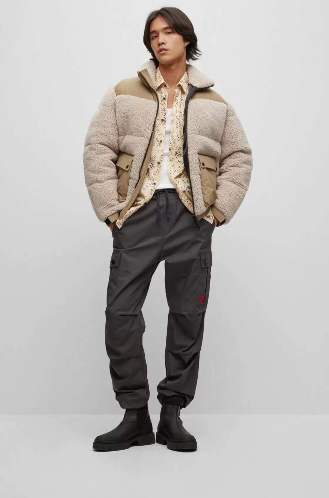 HUGO BOSS Regular-fit Jacket In Mixed Materials White Shop