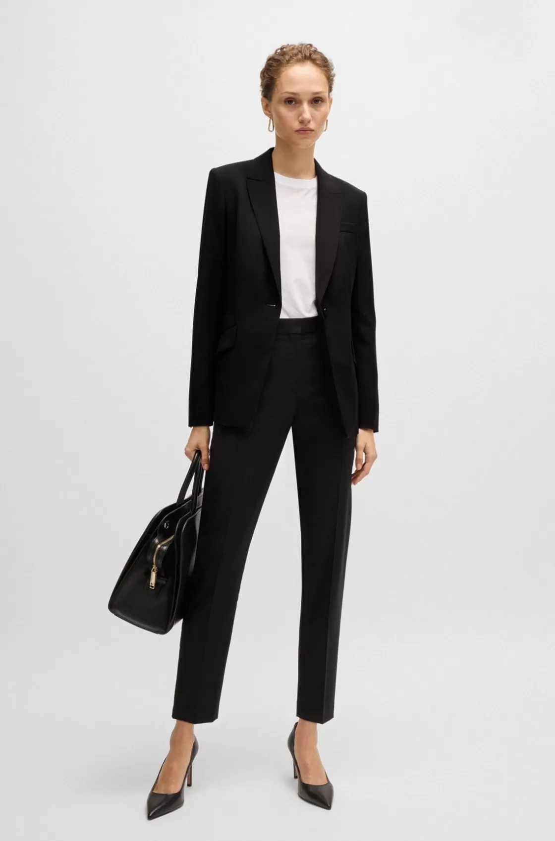 HUGO BOSS Regular-fit Jacket In Virgin Wool With Slit Cuffs Black Cheap