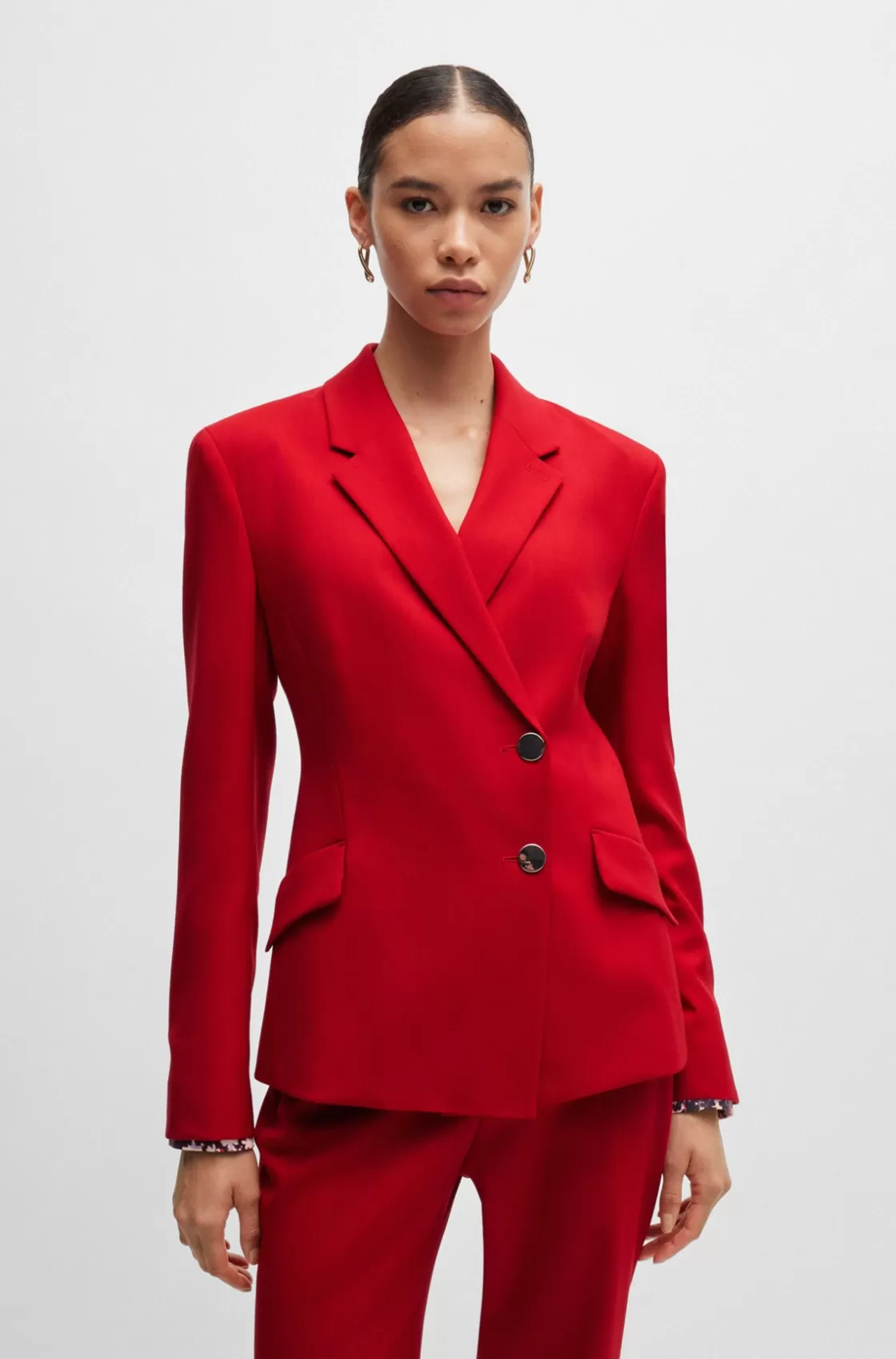 HUGO BOSS Regular-fit Jacket In Virgin-wool Twill Red Flash Sale
