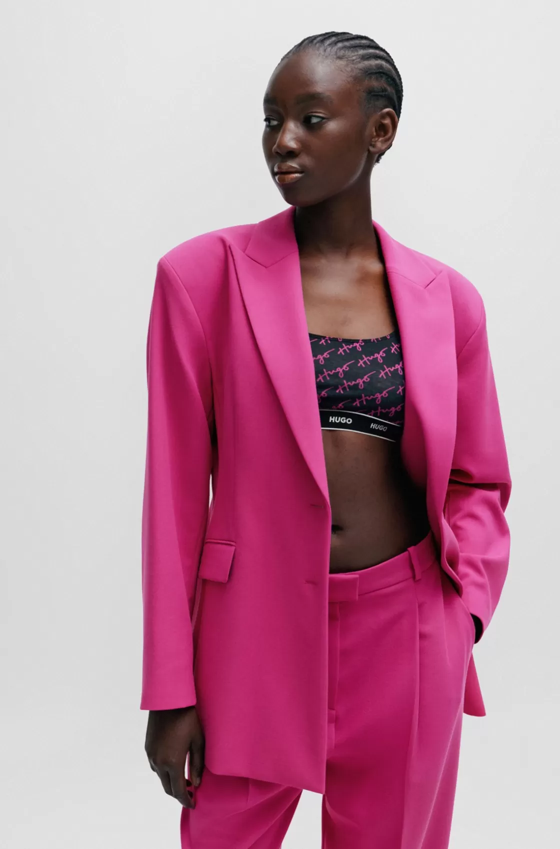 HUGO BOSS Regular-fit Jacket With Off-center Closure Dark pink Store