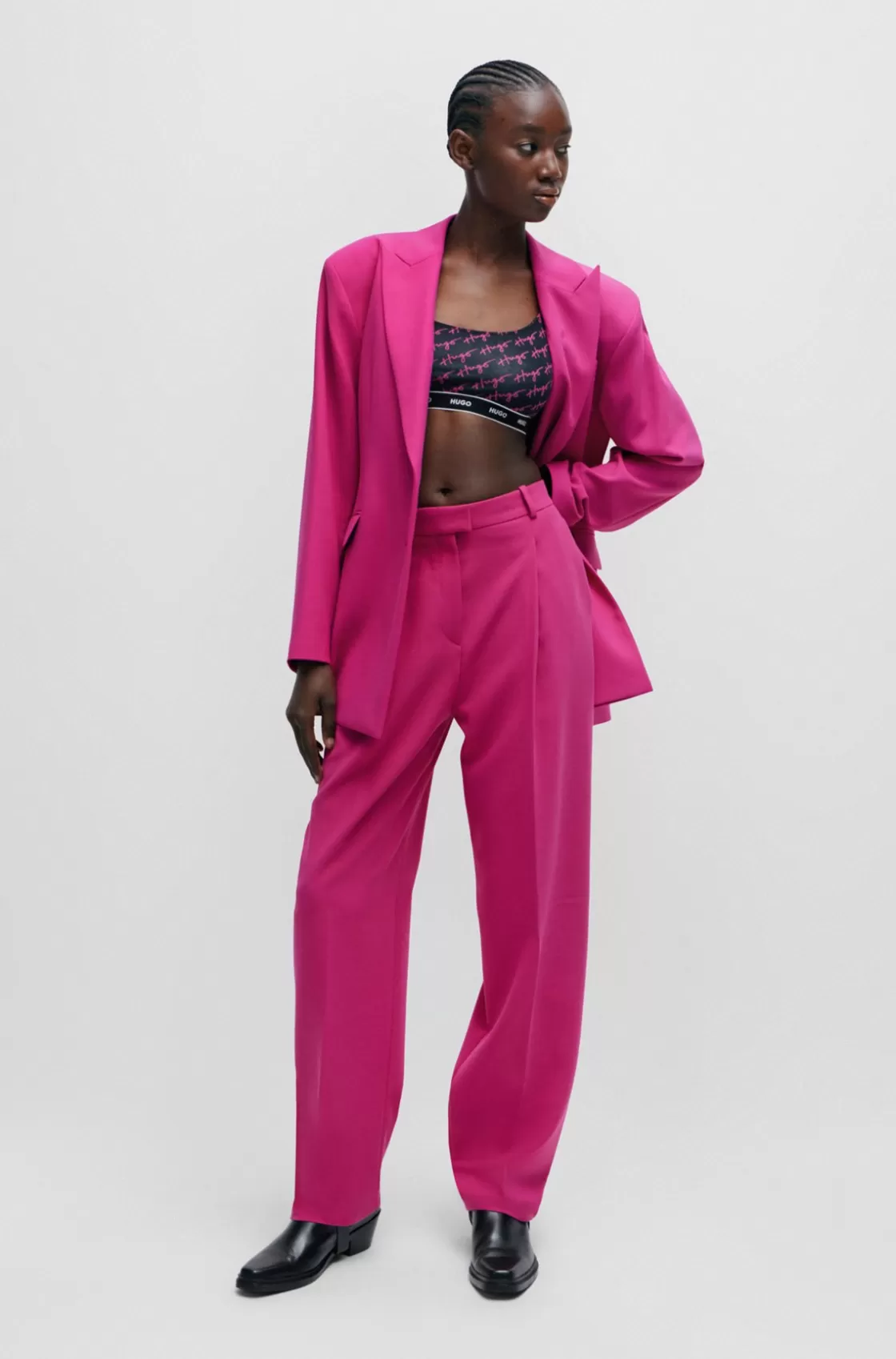HUGO BOSS Regular-fit Jacket With Off-center Closure Dark pink Store