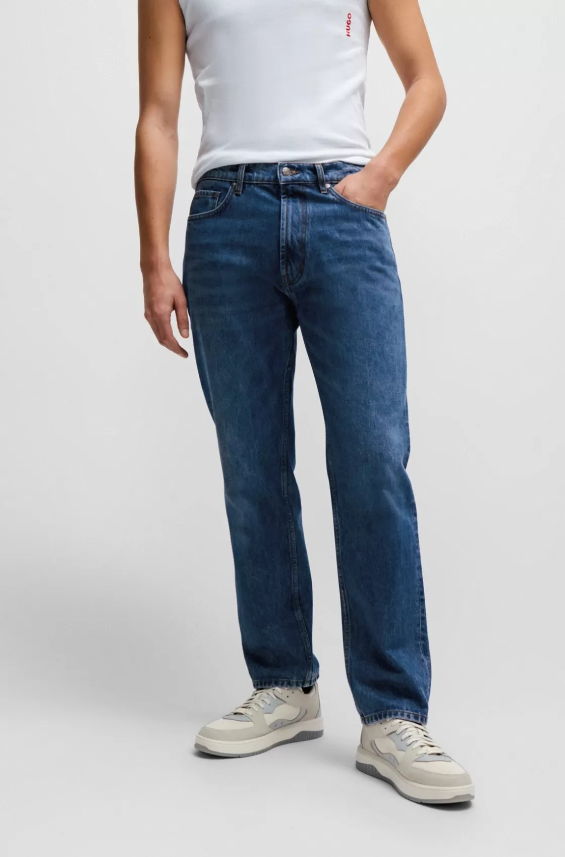 HUGO BOSS Regular-fit Jeans In Rigid Denim Blue Cheap