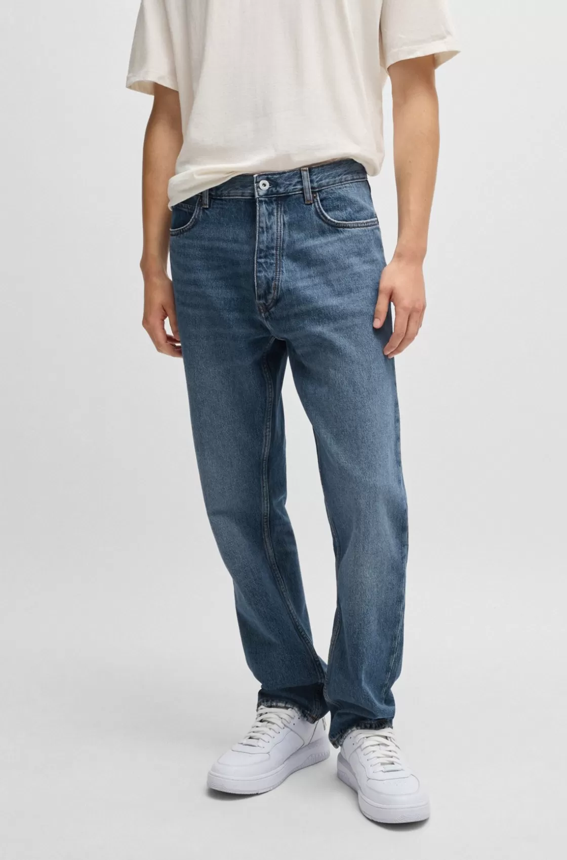 HUGO BOSS Regular-fit Jeans In Blue Stonewashed Denim Dark Blue Sale
