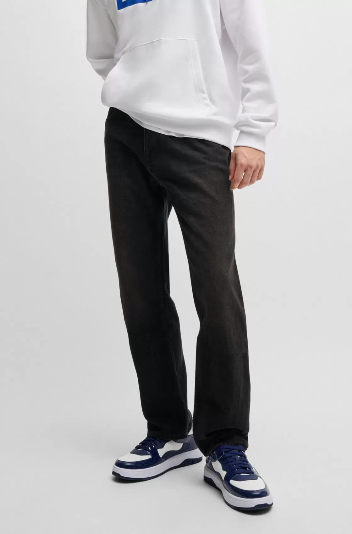 HUGO BOSS Regular-fit Jeans In Cotton Denim Dark Grey Online