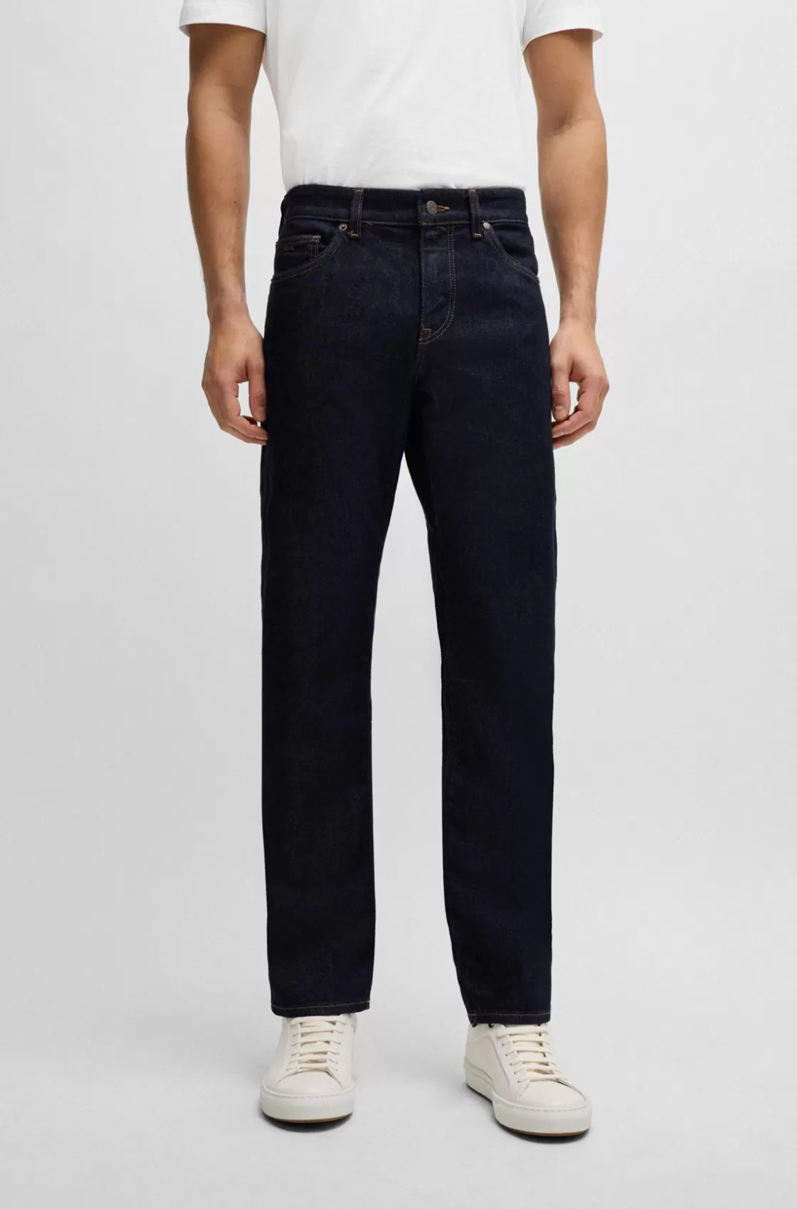 HUGO BOSS Regular-fit Jeans In Dark-blue Comfort-stretch Denim Dark Blue New