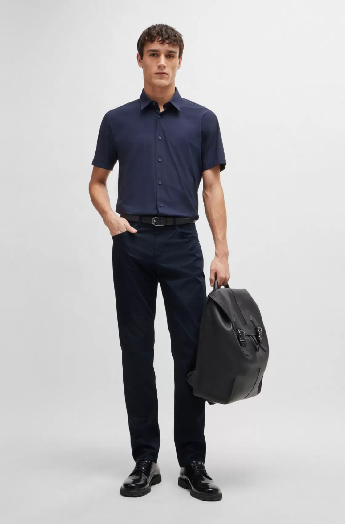 HUGO BOSS Regular-fit Jeans In Satin Stretch Denim Dark Blue Outlet
