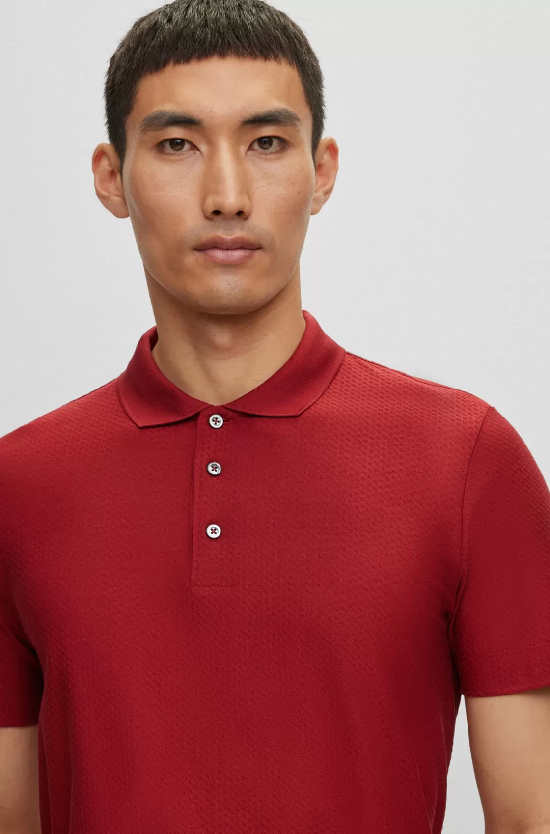 HUGO BOSS Regular-fit Polo Shirt In Cotton And Silk Red Cheap