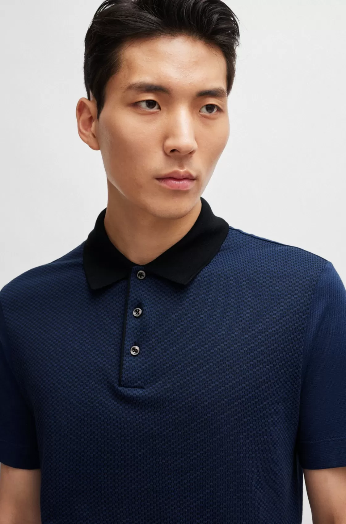 HUGO BOSS Regular-fit Polo Shirt In Cotton And Silk Light Blue Discount