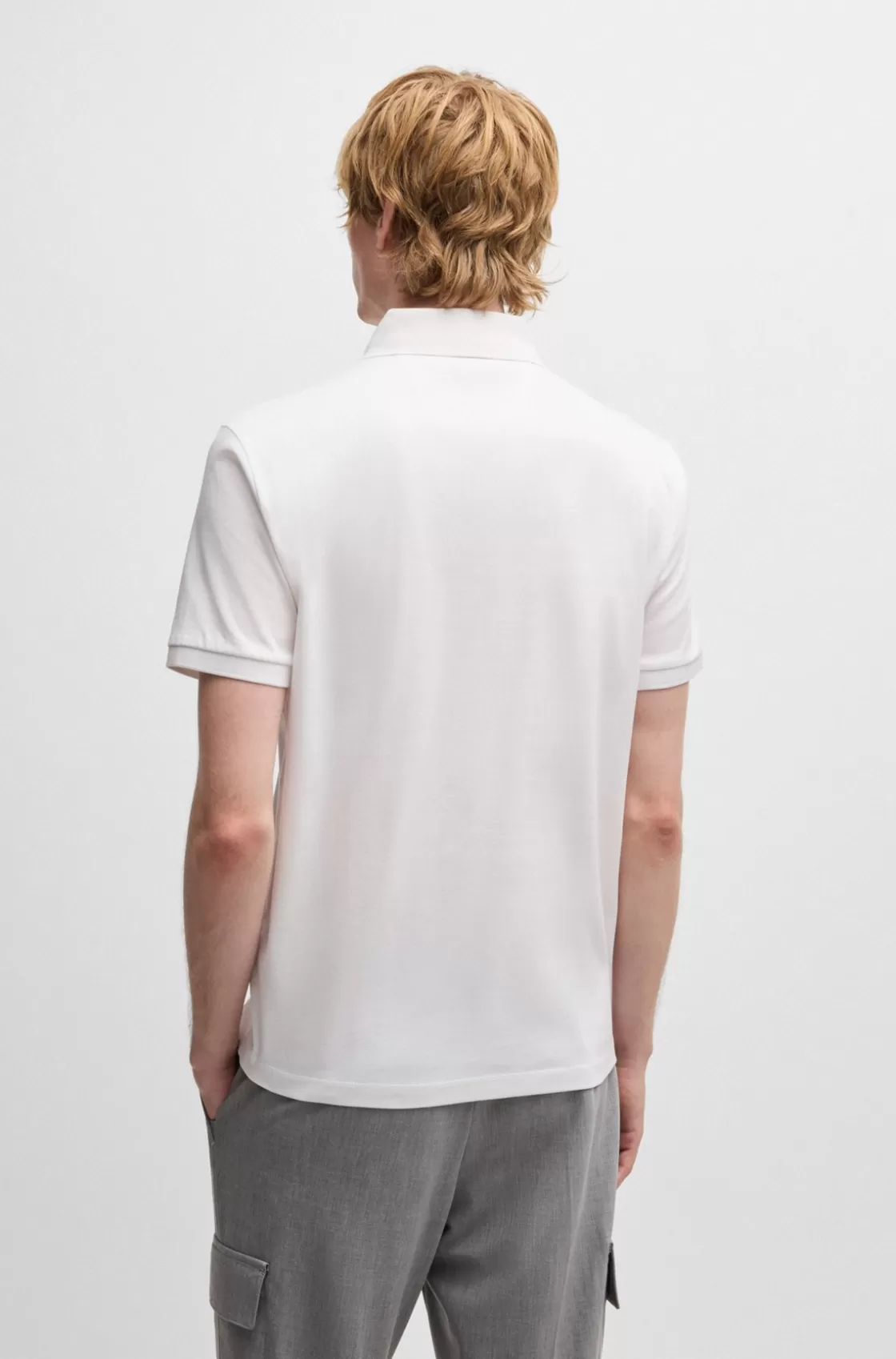 HUGO BOSS Regular-fit Polo Shirt In Mercerized Italian Cotton White Fashion