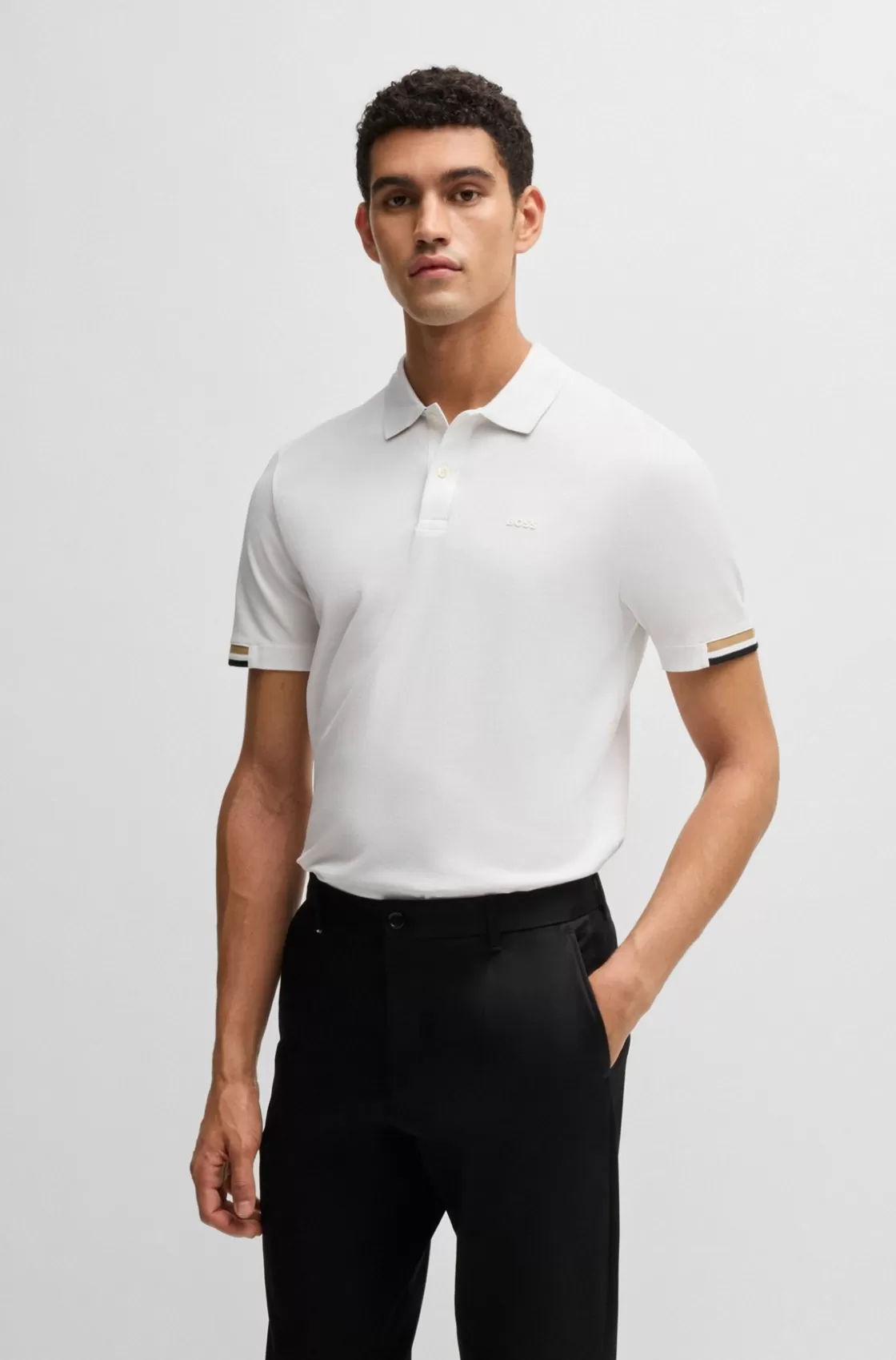 HUGO BOSS Regular-fit Polo Shirt With Rubberized Logo White Cheap