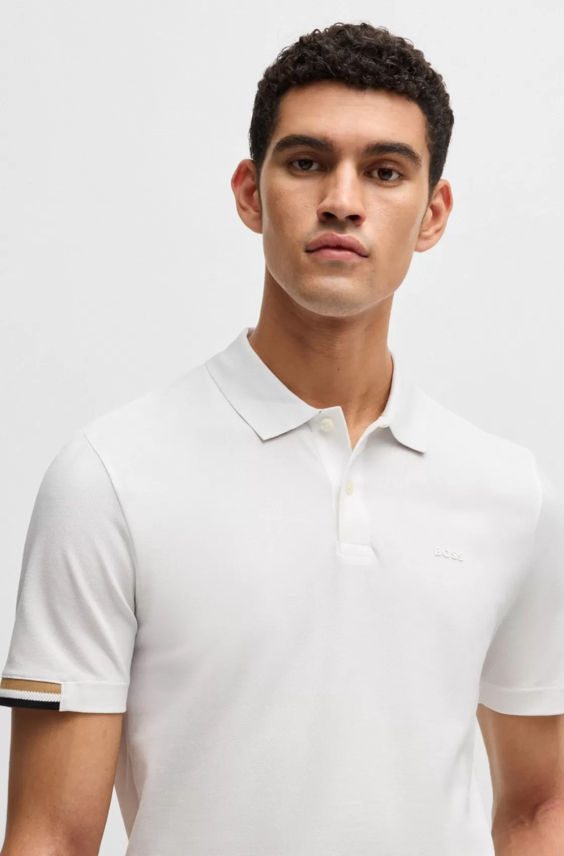 HUGO BOSS Regular-fit Polo Shirt With Rubberized Logo White Cheap