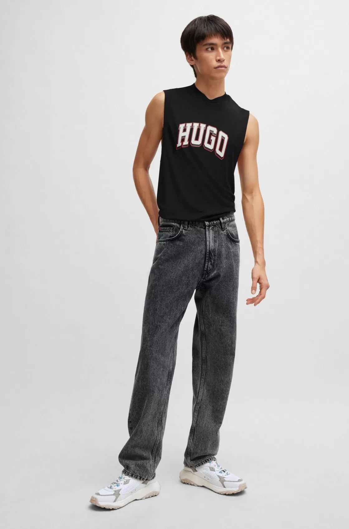 HUGO BOSS Regular-fit Regular-rise Jeans In Gray Denim Dark Grey Outlet