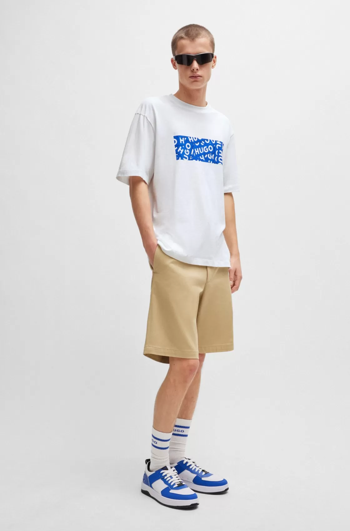 HUGO BOSS Regular-fit Regular-rise Shorts In Cotton Twill Beige Fashion