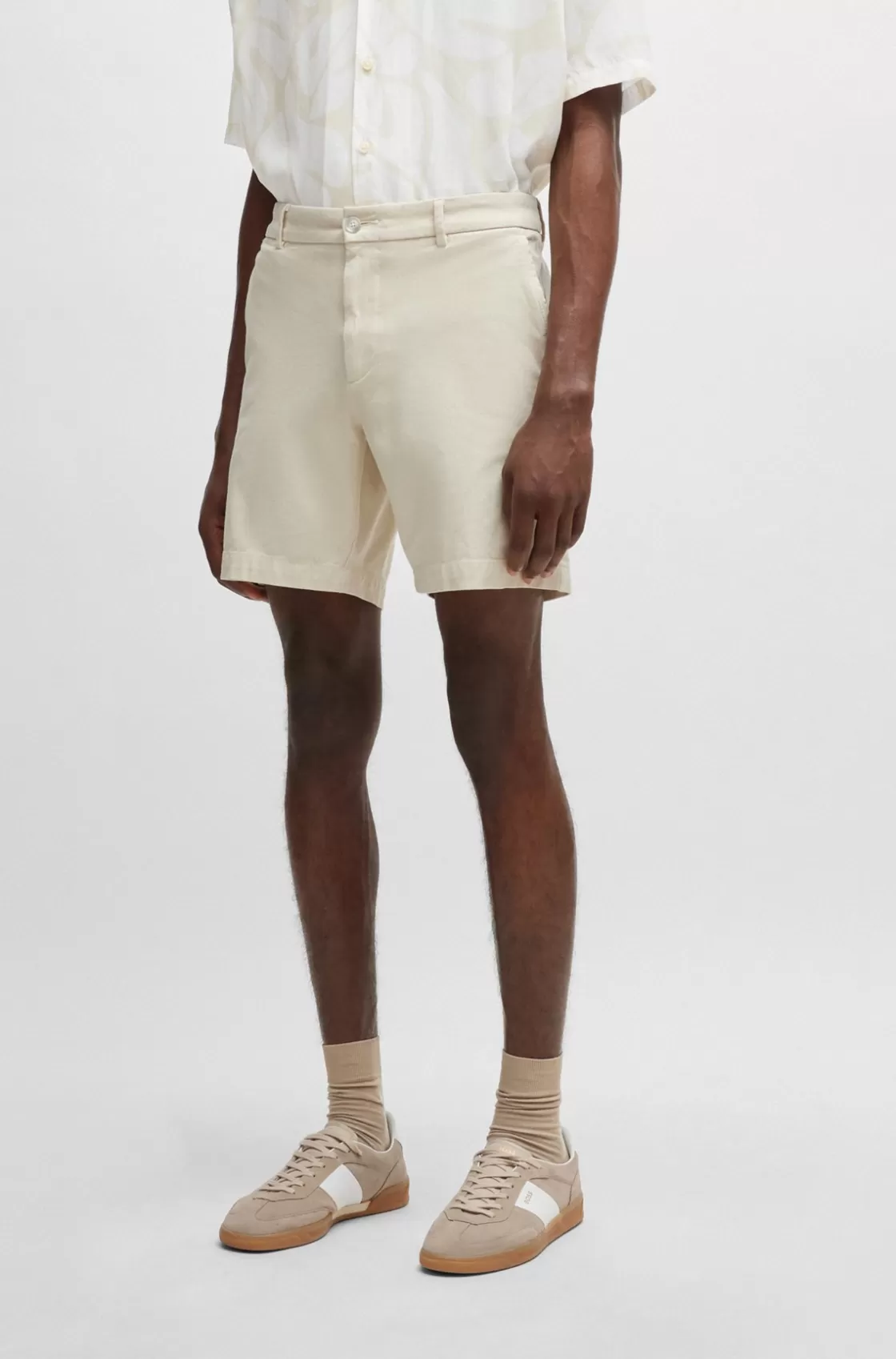 HUGO BOSS Regular-fit Regular-rise Shorts In Stretch Cotton White Best