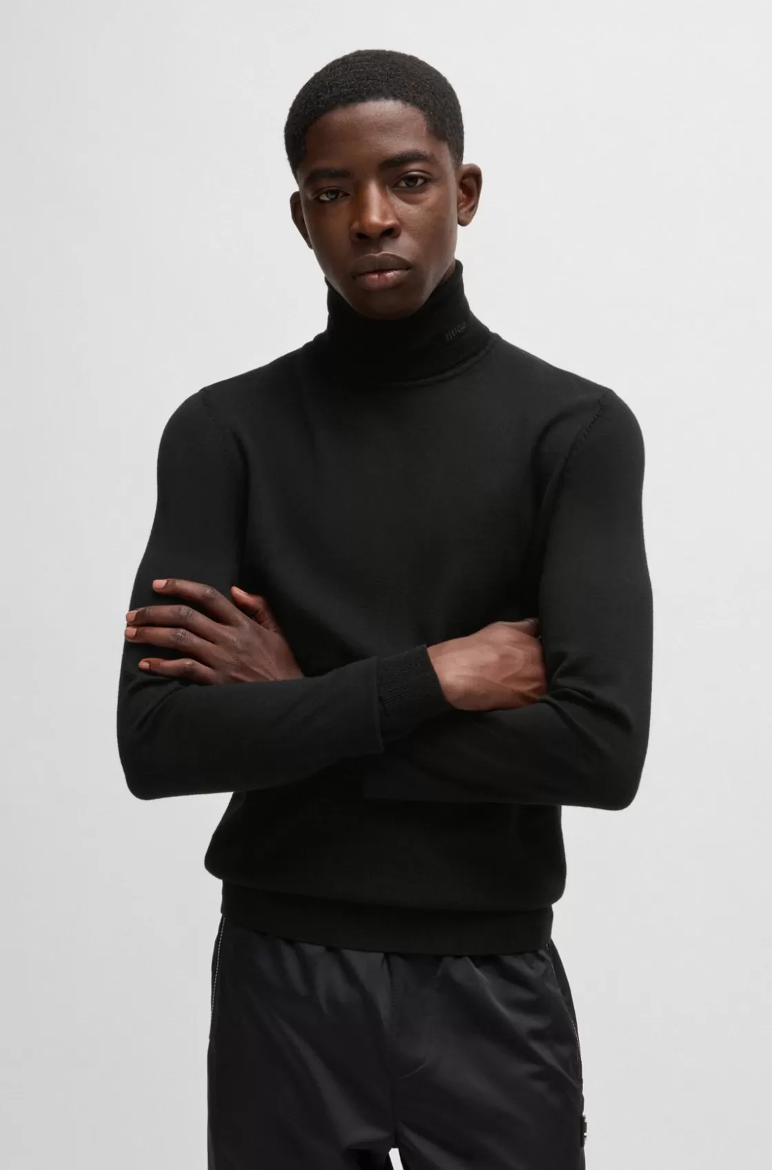HUGO BOSS Regular-fit Rollneck Sweater In Wool Black Online