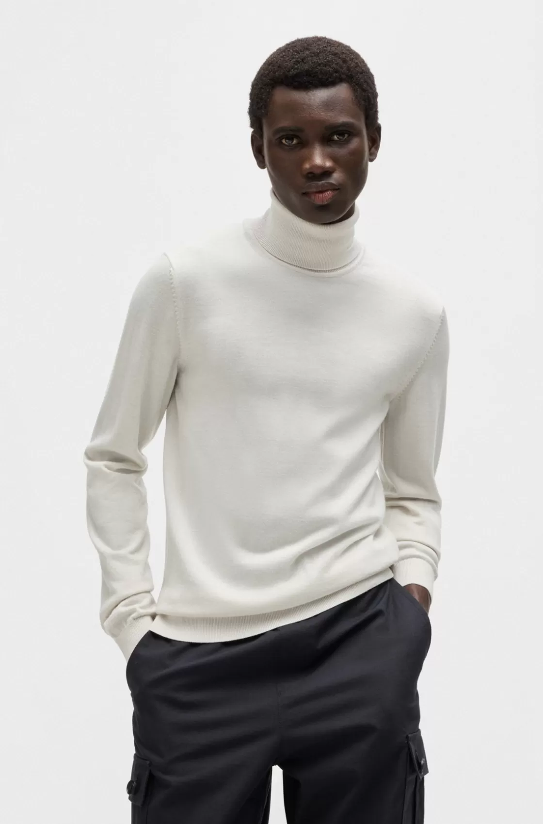 HUGO BOSS Regular-fit Rollneck Sweater In Wool White Online