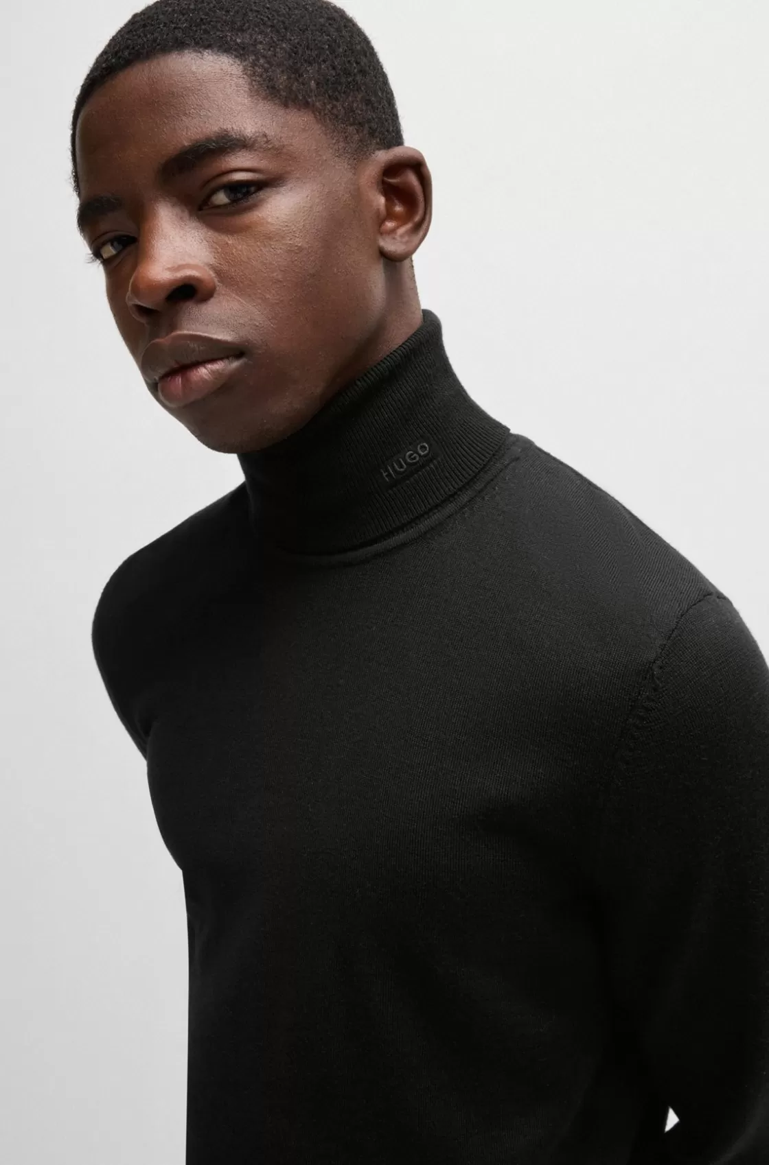 HUGO BOSS Regular-fit Rollneck Sweater In Wool Black Online