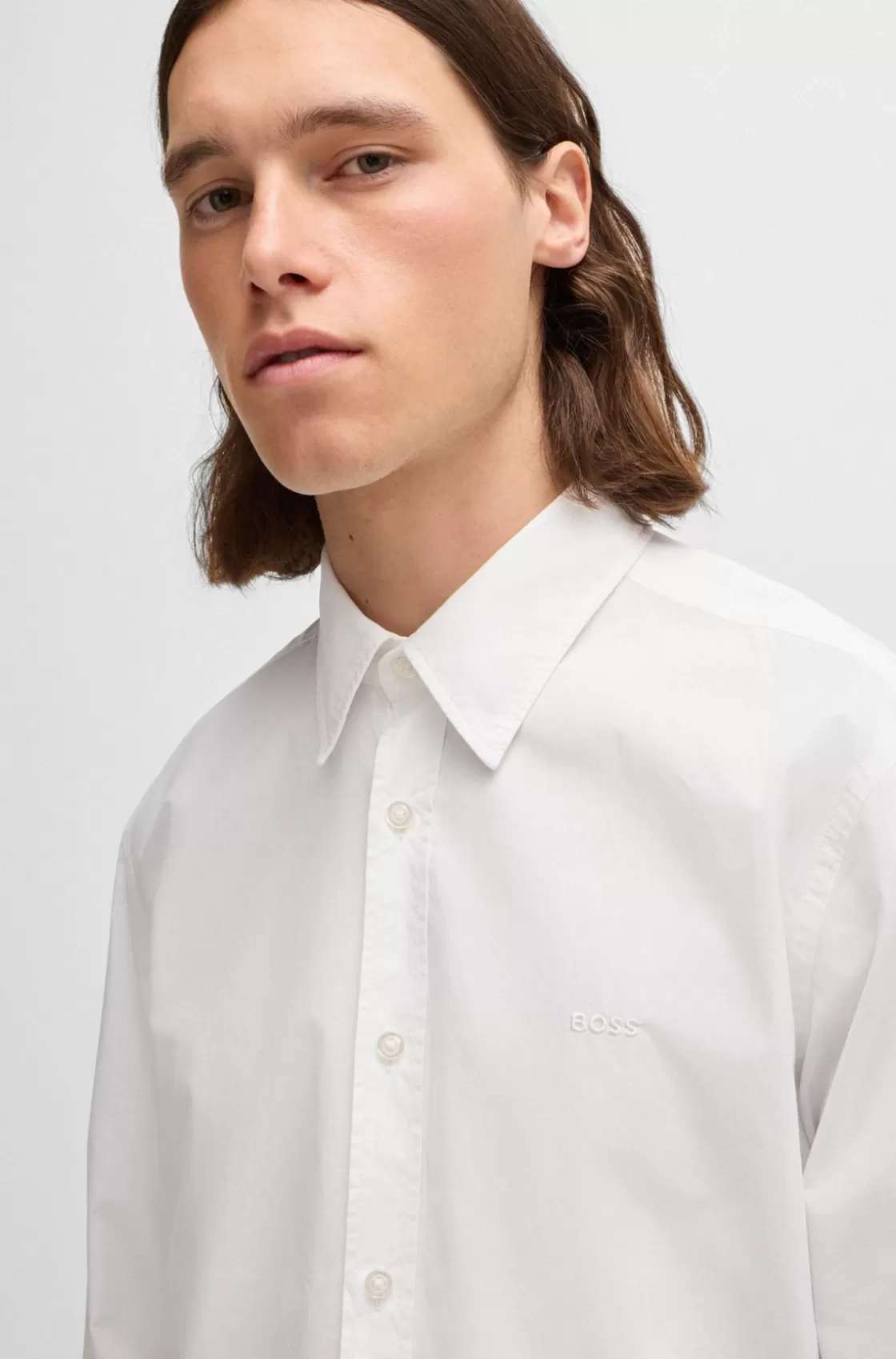HUGO BOSS Regular-fit Shirt In Cotton Poplin White Sale
