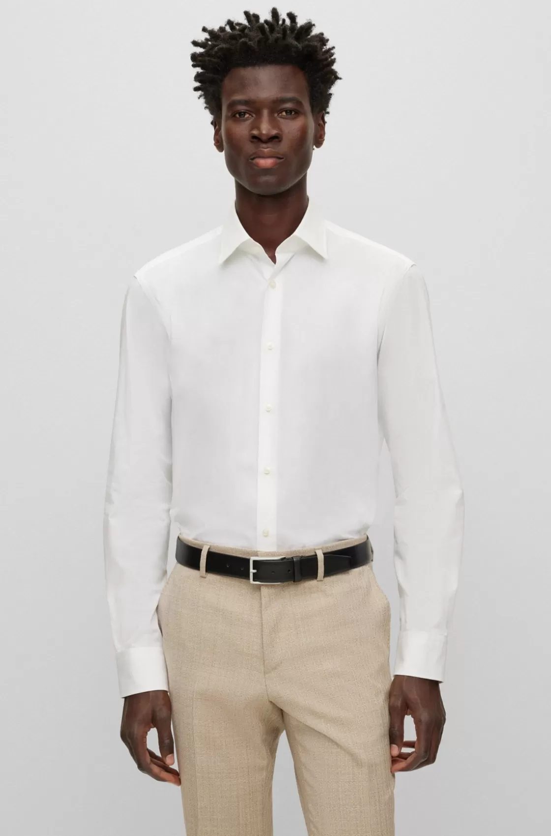 HUGO BOSS Regular-fit Shirt In Easy-iron Cotton Poplin White Sale