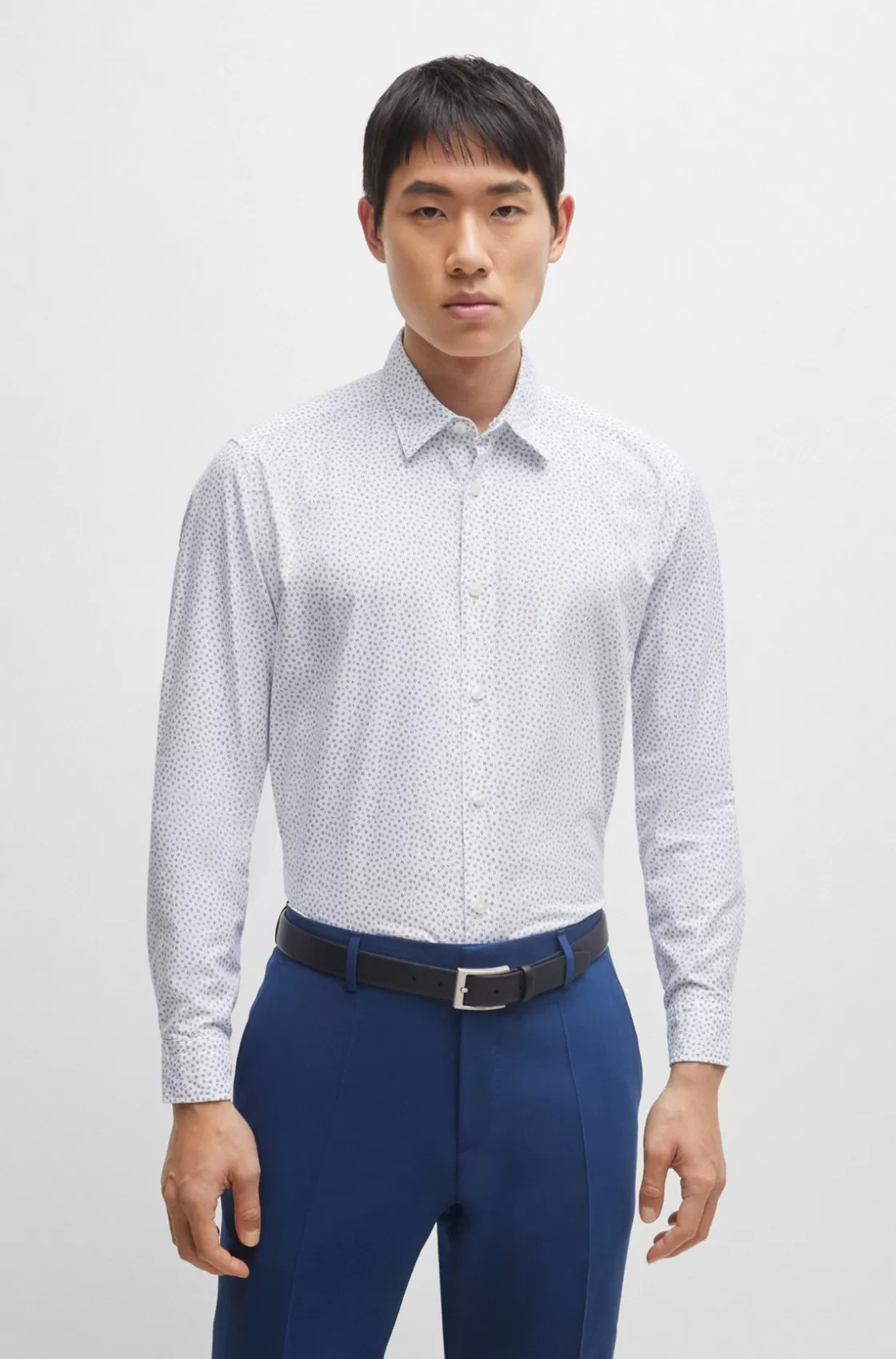 HUGO BOSS Regular-fit Shirt In Printed Oxford Cotton White Sale