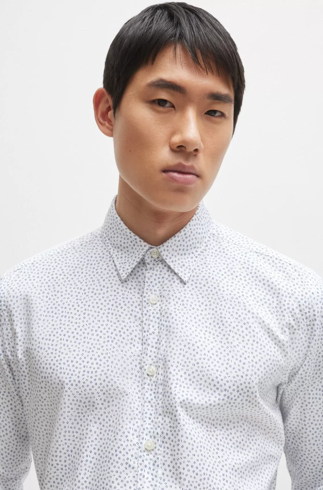 HUGO BOSS Regular-fit Shirt In Printed Oxford Cotton White Sale