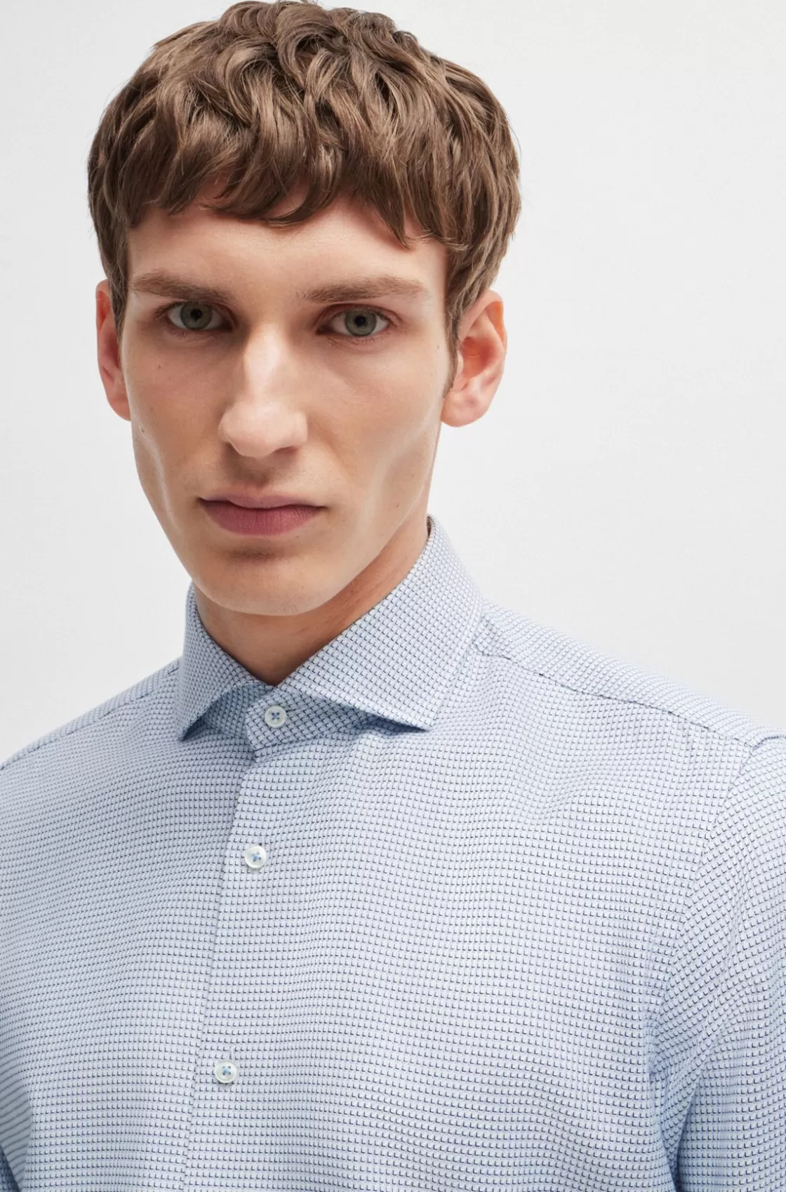 HUGO BOSS Regular-fit Shirt In Structured Cotton Twill Light Blue Sale