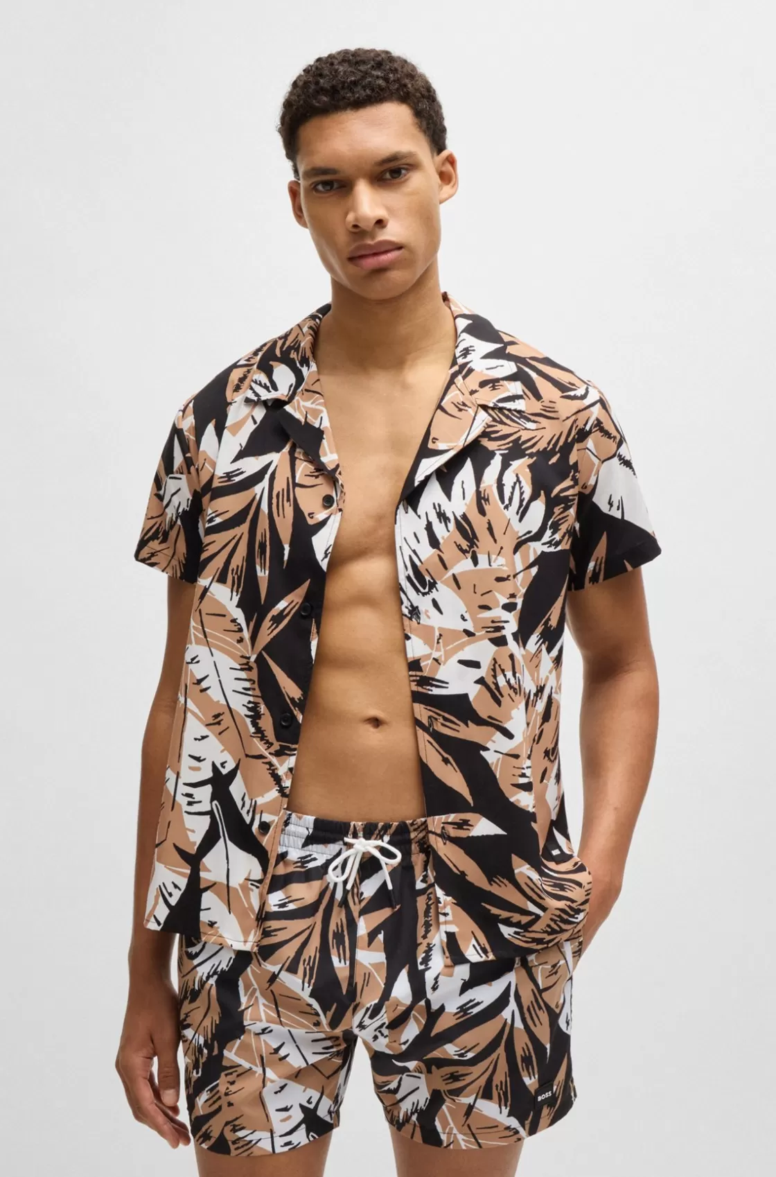 HUGO BOSS Regular-fit Shirt With Seasonal Print Black Best Sale