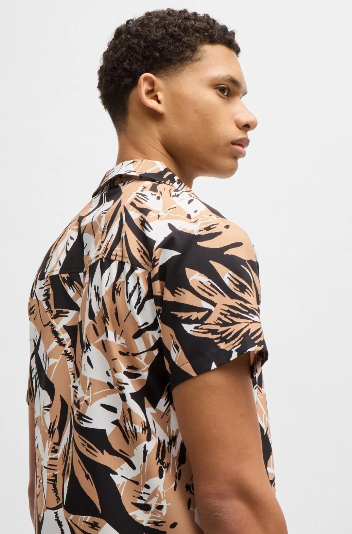 HUGO BOSS Regular-fit Shirt With Seasonal Print Black Best Sale