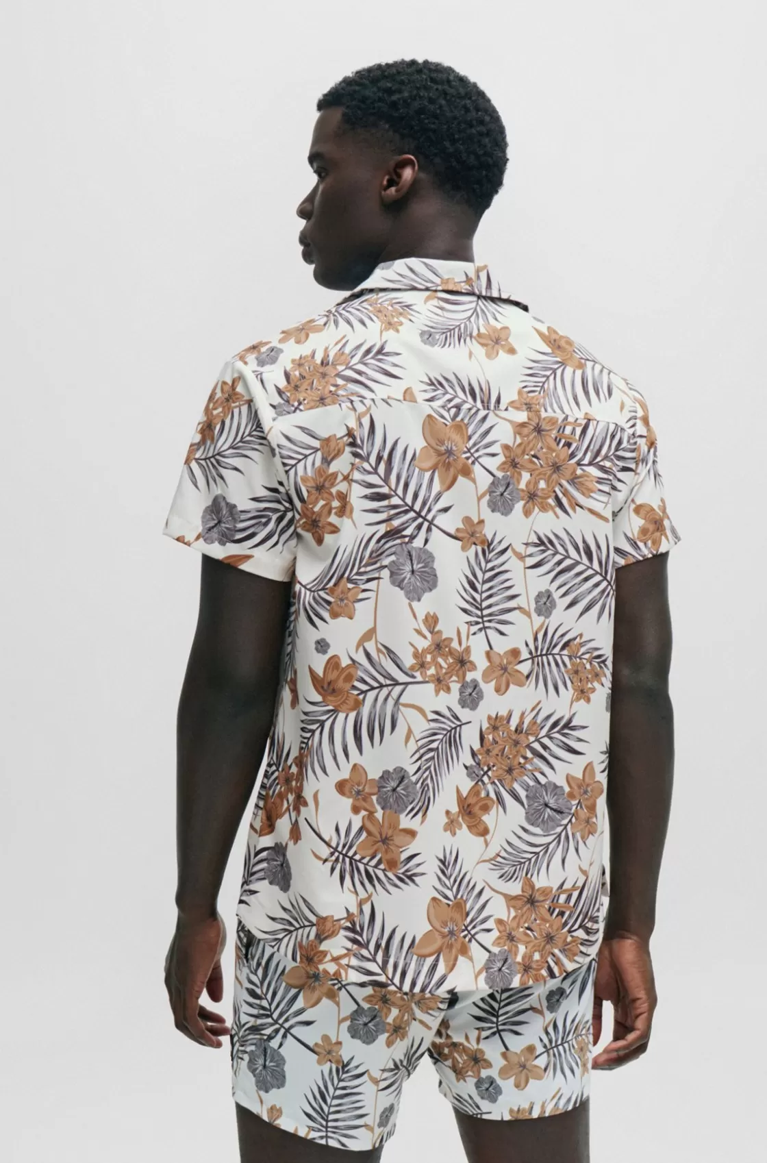 HUGO BOSS Regular-fit Shirt With Seasonal Print White Clearance