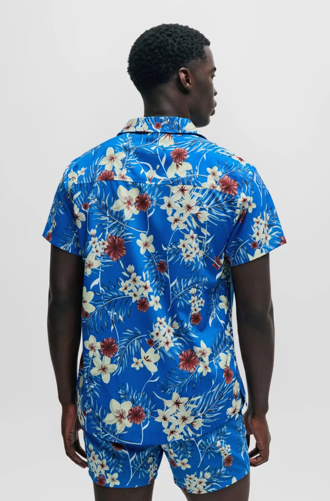 HUGO BOSS Regular-fit Shirt With Seasonal Print Blue Shop