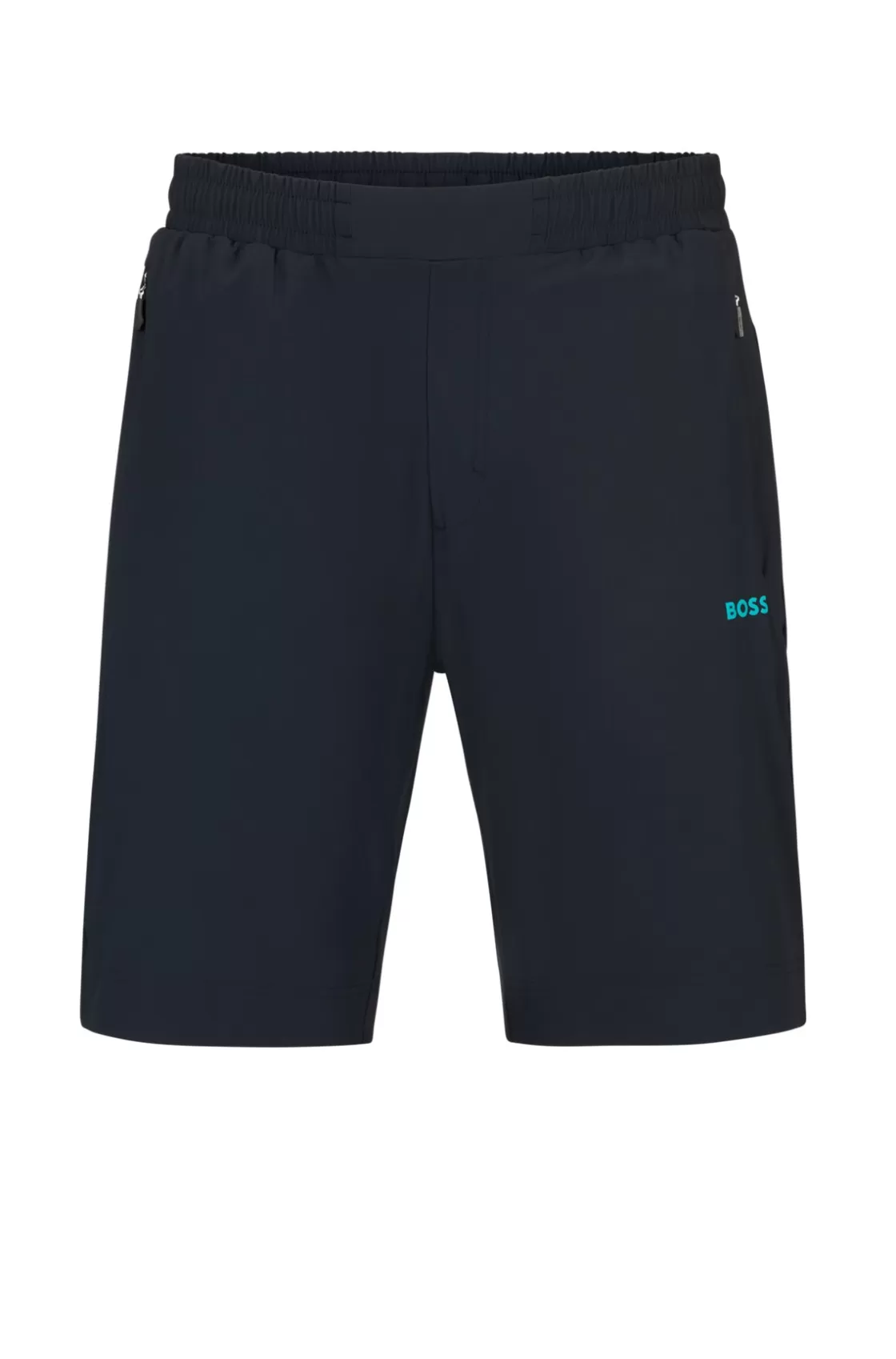 HUGO BOSS Regular-fit Shorts With Decorative Reflective Artwork Dark Blue Hot