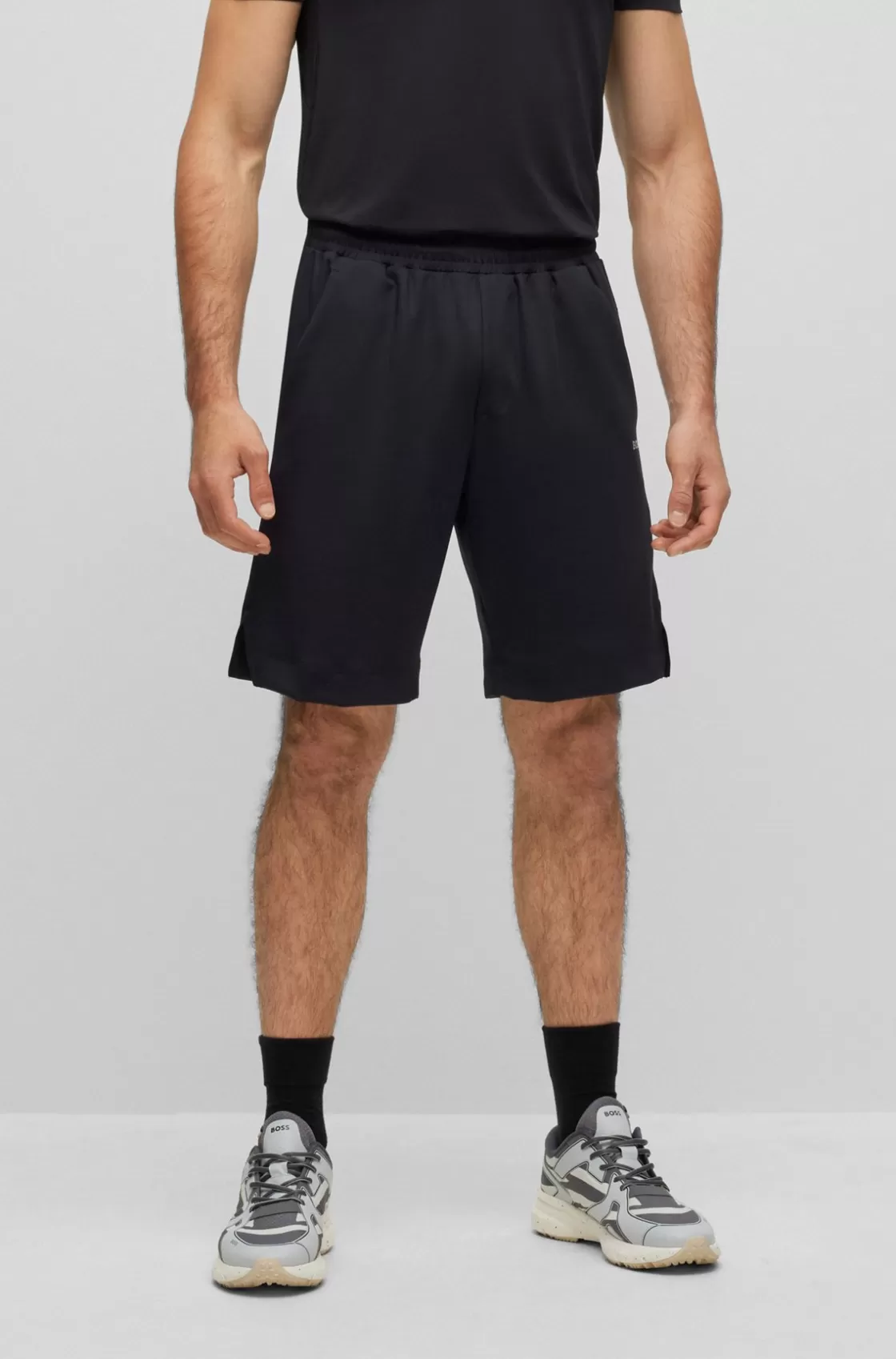 HUGO BOSS Regular-fit Shorts With Rear Zip Pocket Black Clearance