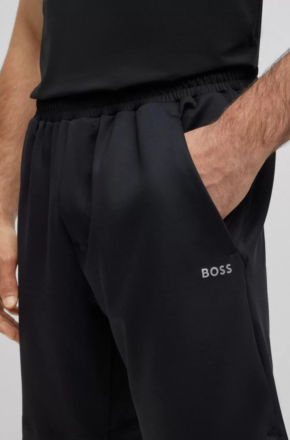 HUGO BOSS Regular-fit Shorts With Rear Zip Pocket Black Clearance