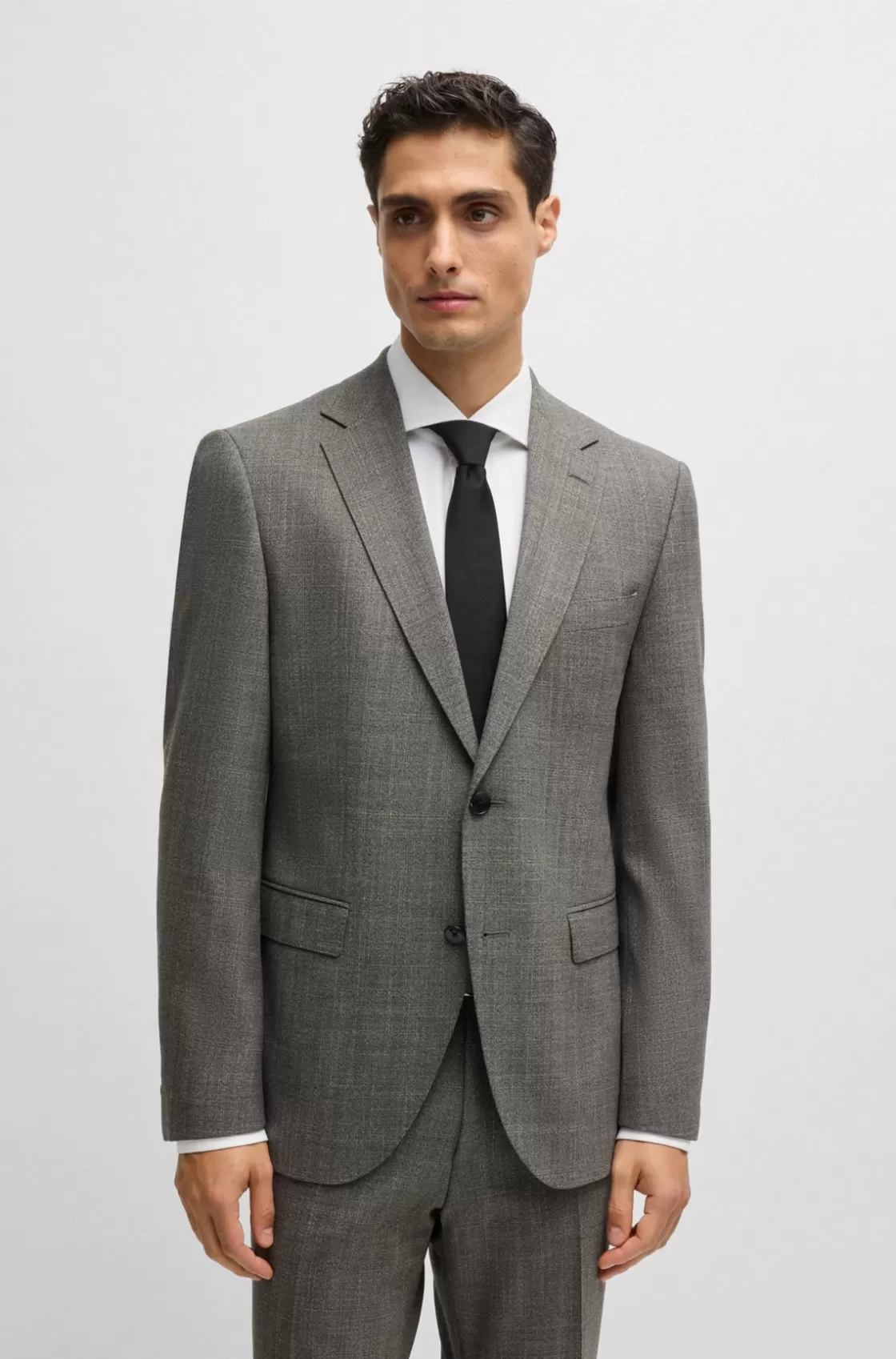HUGO BOSS Regular-fit Suit In Micro-patterned Stretch Fabric Light Green Hot