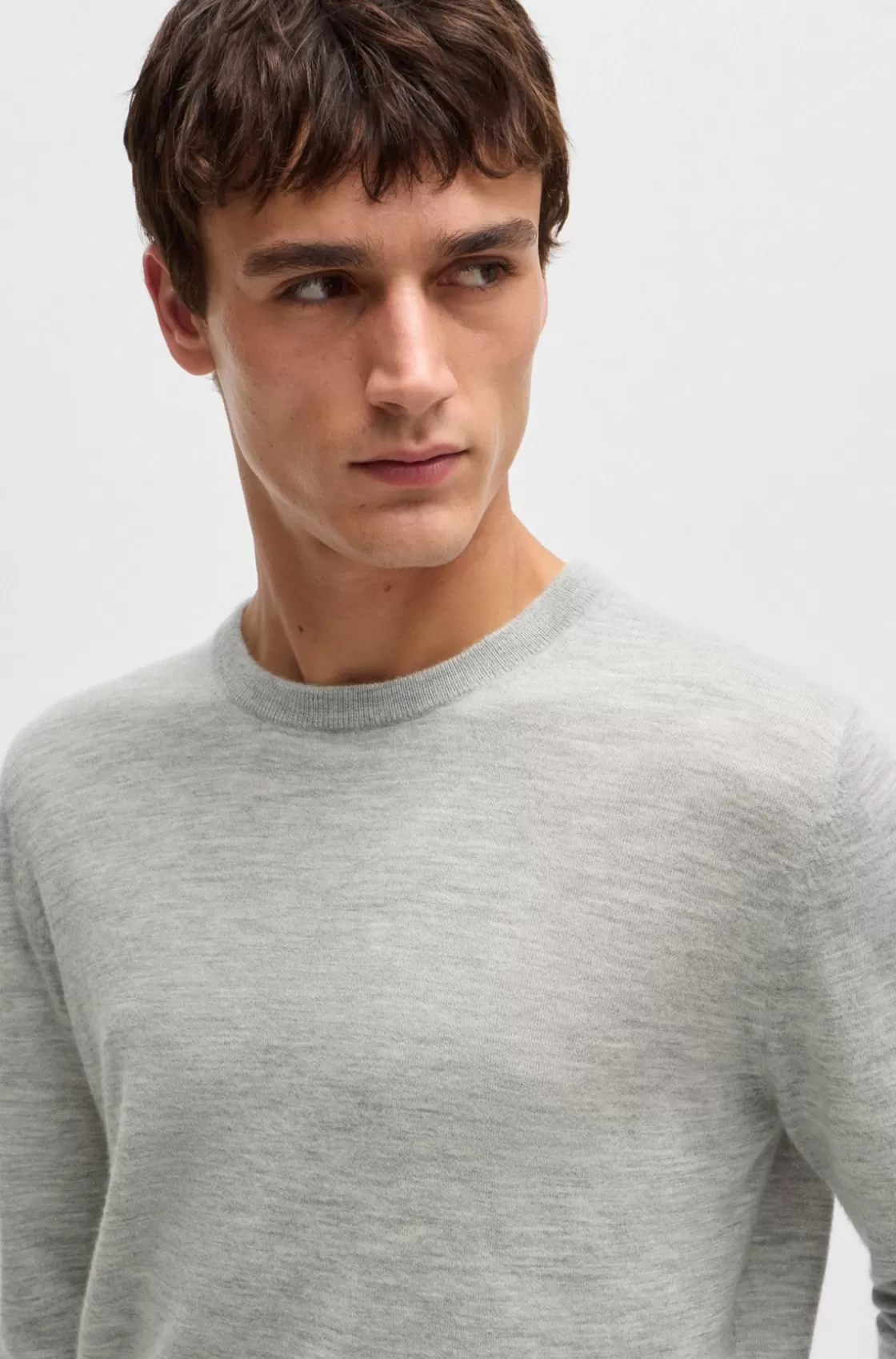 HUGO BOSS Regular-fit Sweater In Cashmere Light Grey Discount