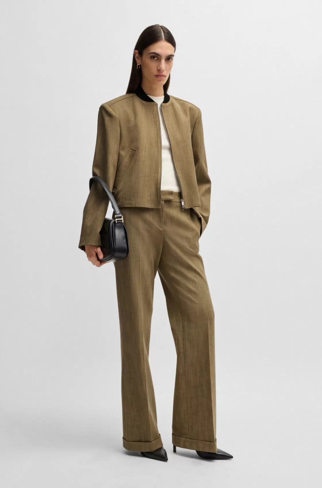 HUGO BOSS Regular-fit Trousers In Herringbone Stretch Fabric Patterned Hot