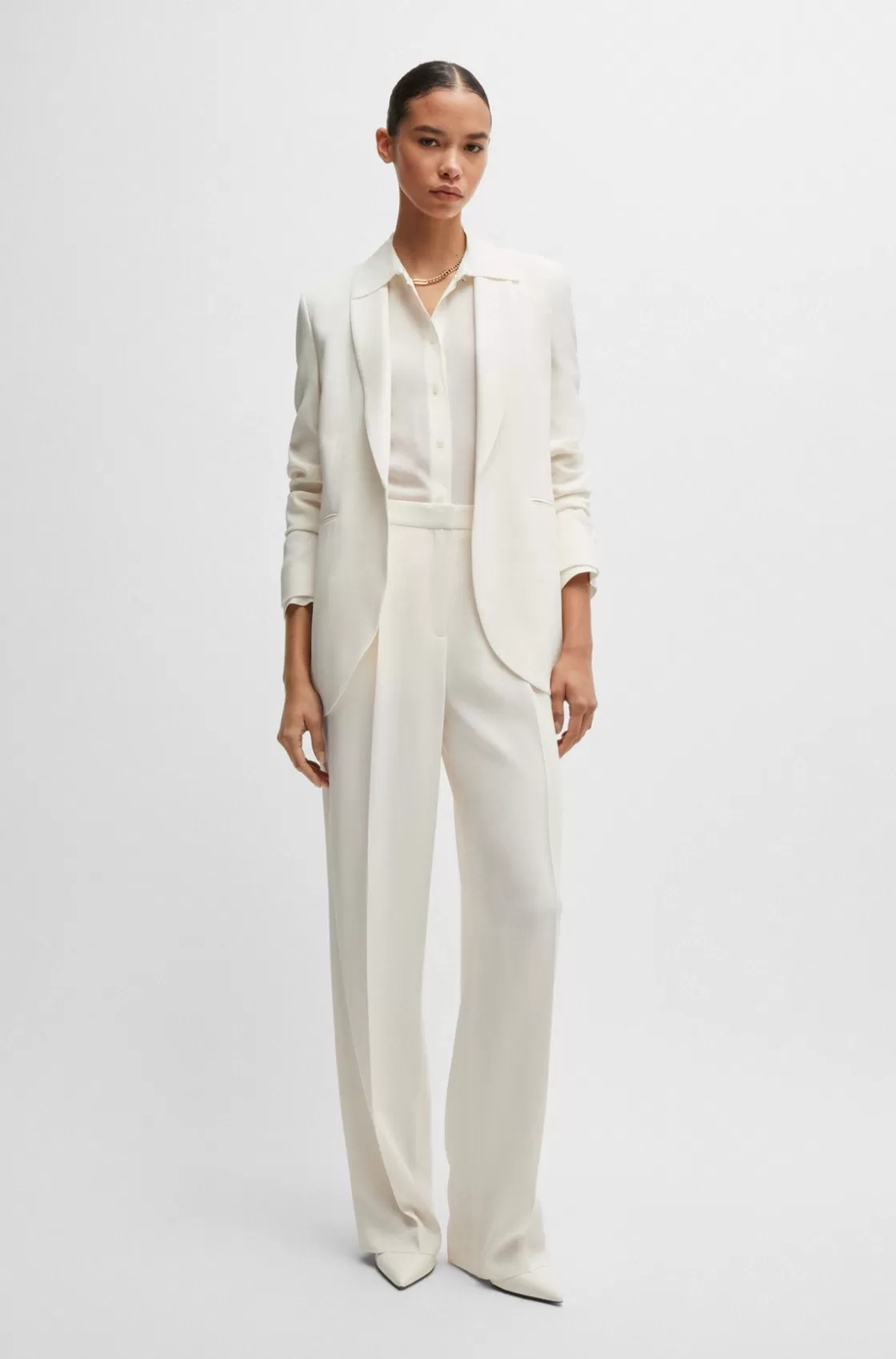 HUGO BOSS Regular-fit Trousers In Matte Fabric White Best Sale