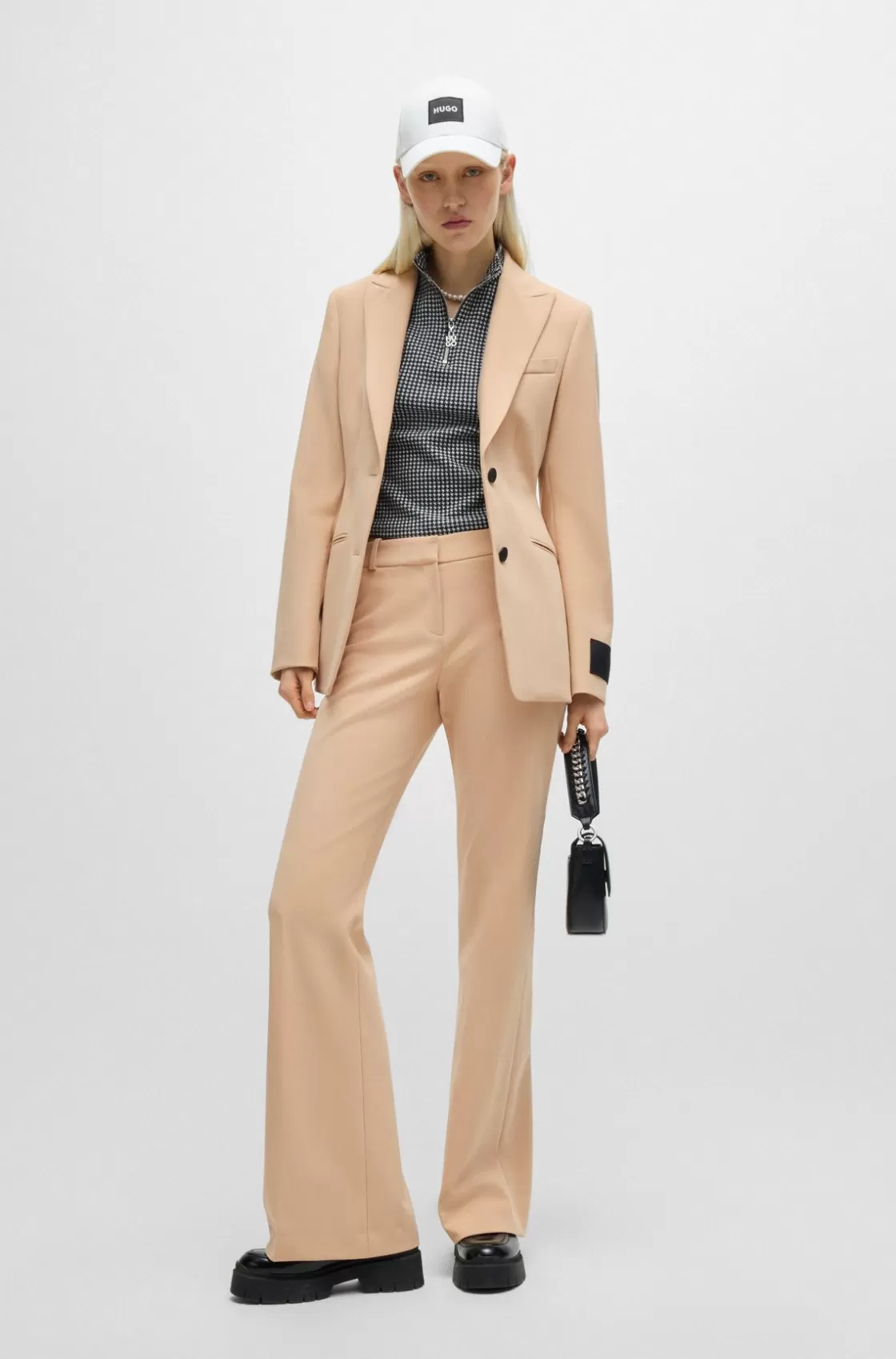 HUGO BOSS Regular-fit Trousers In Stretch Fabric With Bootcut Leg Light Beige Online
