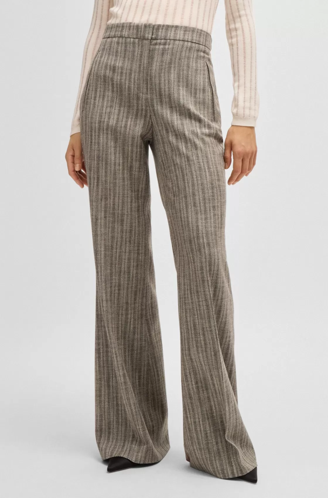 HUGO BOSS Regular-fit Trousers In Striped Stretch Cloth Patterned Store