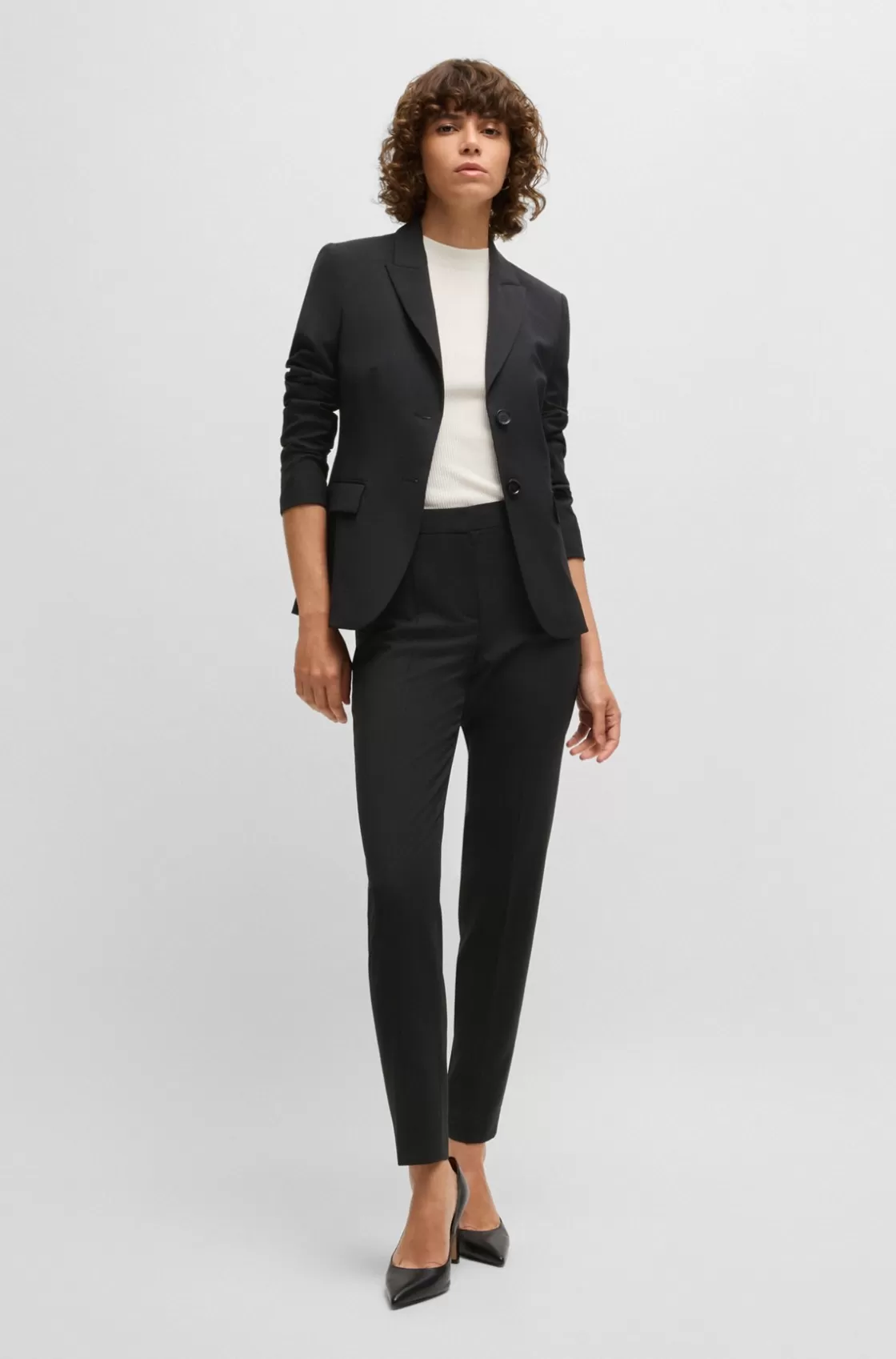 HUGO BOSS Regular-fit Trousers In Virgin Wool Black Hot