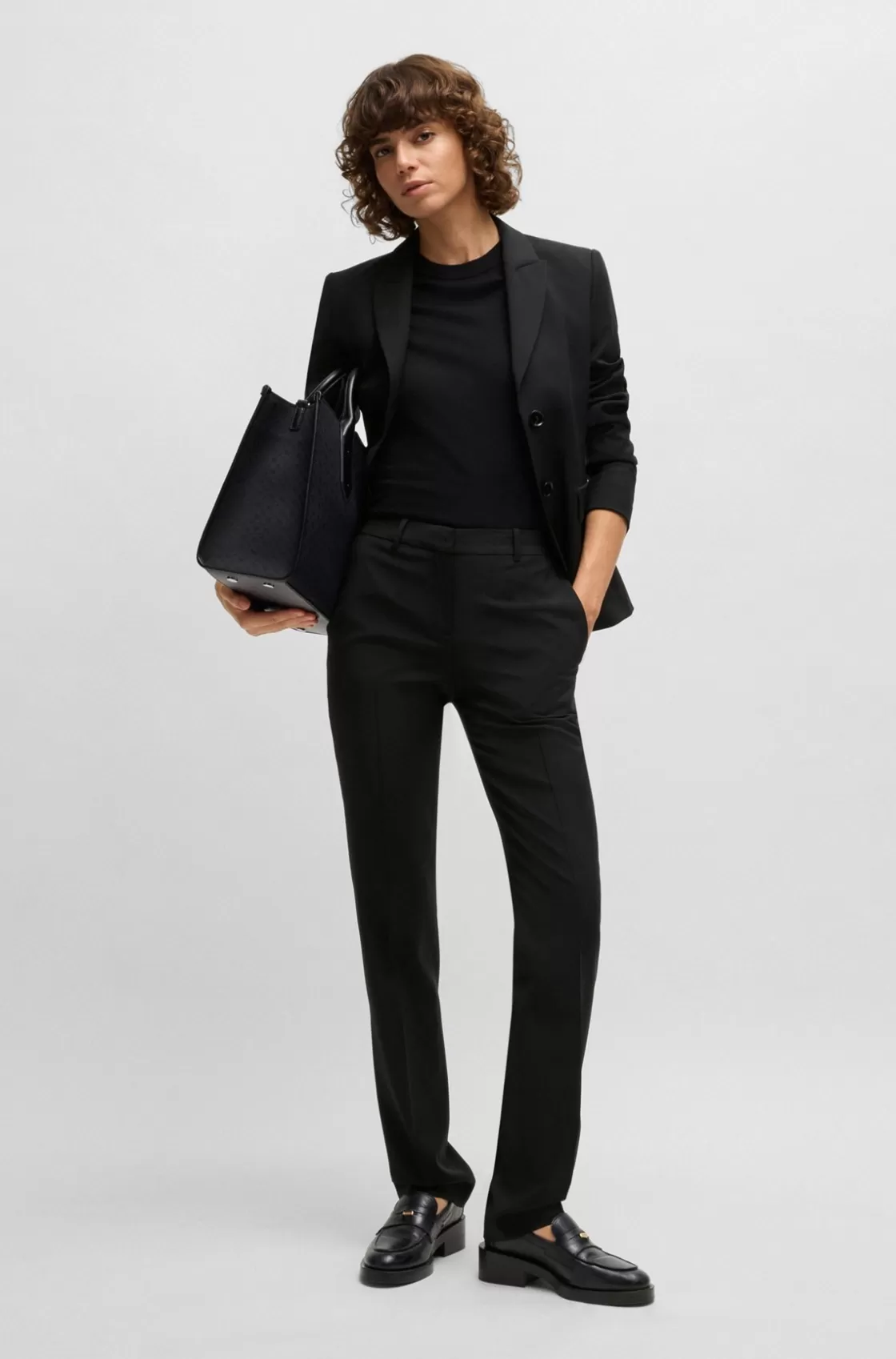 HUGO BOSS Regular-fit Trousers In Virgin Wool Black Cheap