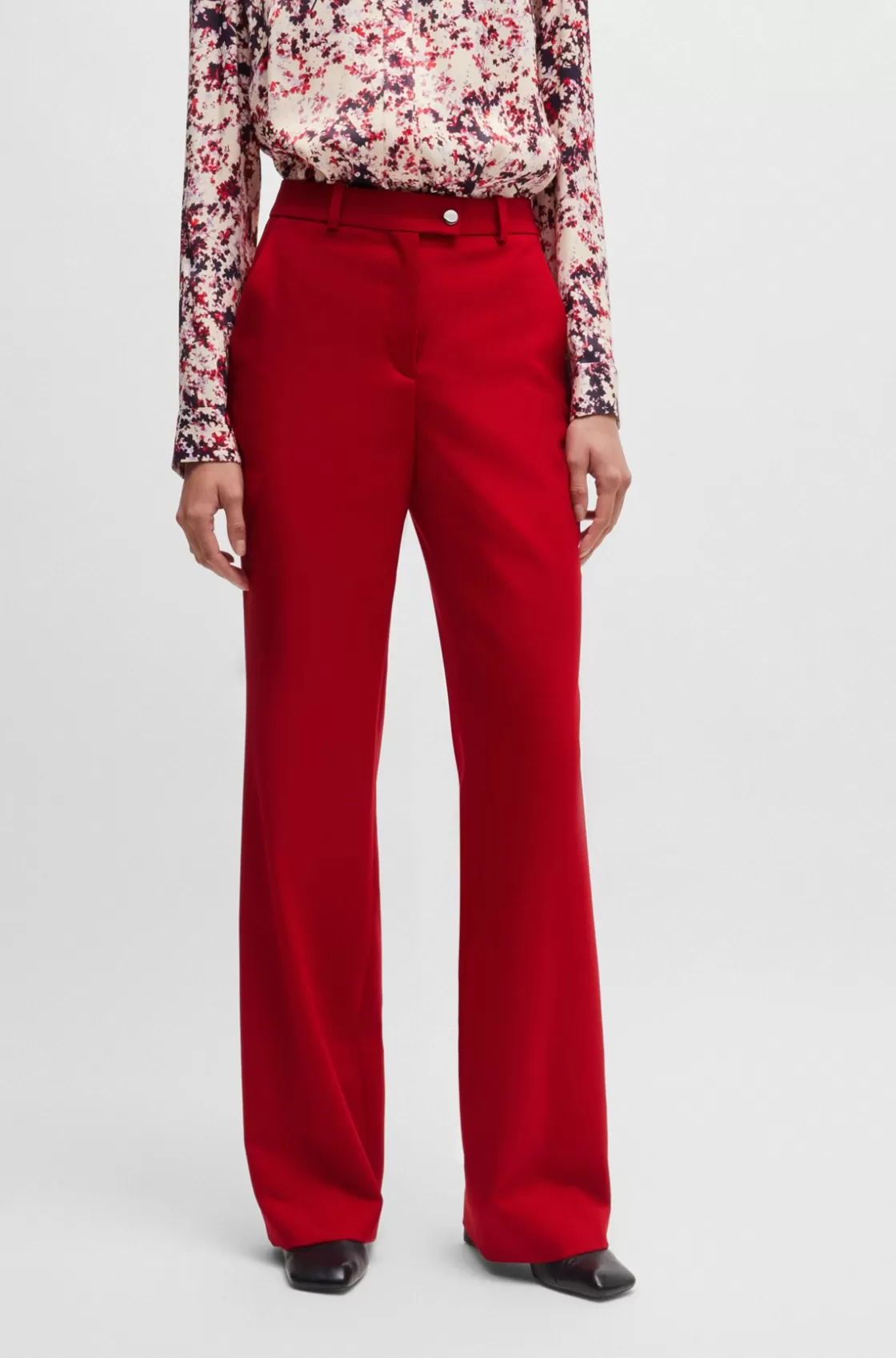 HUGO BOSS Regular-fit Trousers In Virgin-wool Twill Red Hot