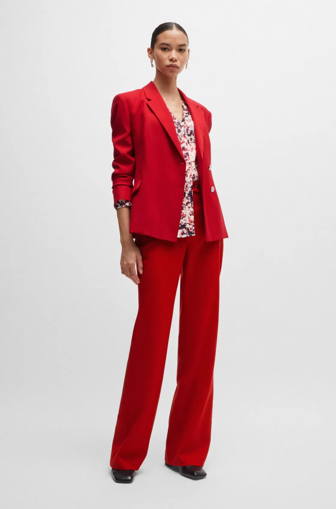 HUGO BOSS Regular-fit Trousers In Virgin-wool Twill Red Hot