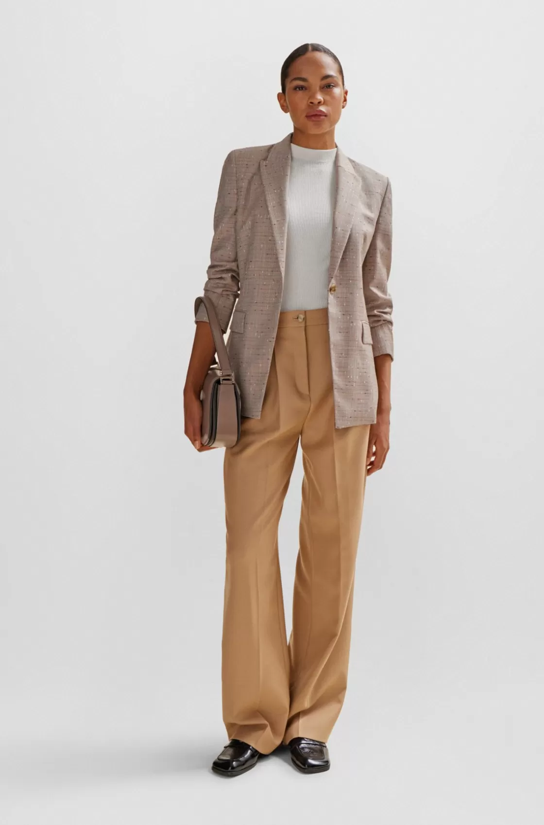 HUGO BOSS Regular-fit Trousers In Virgin-wool Twill Beige Cheap