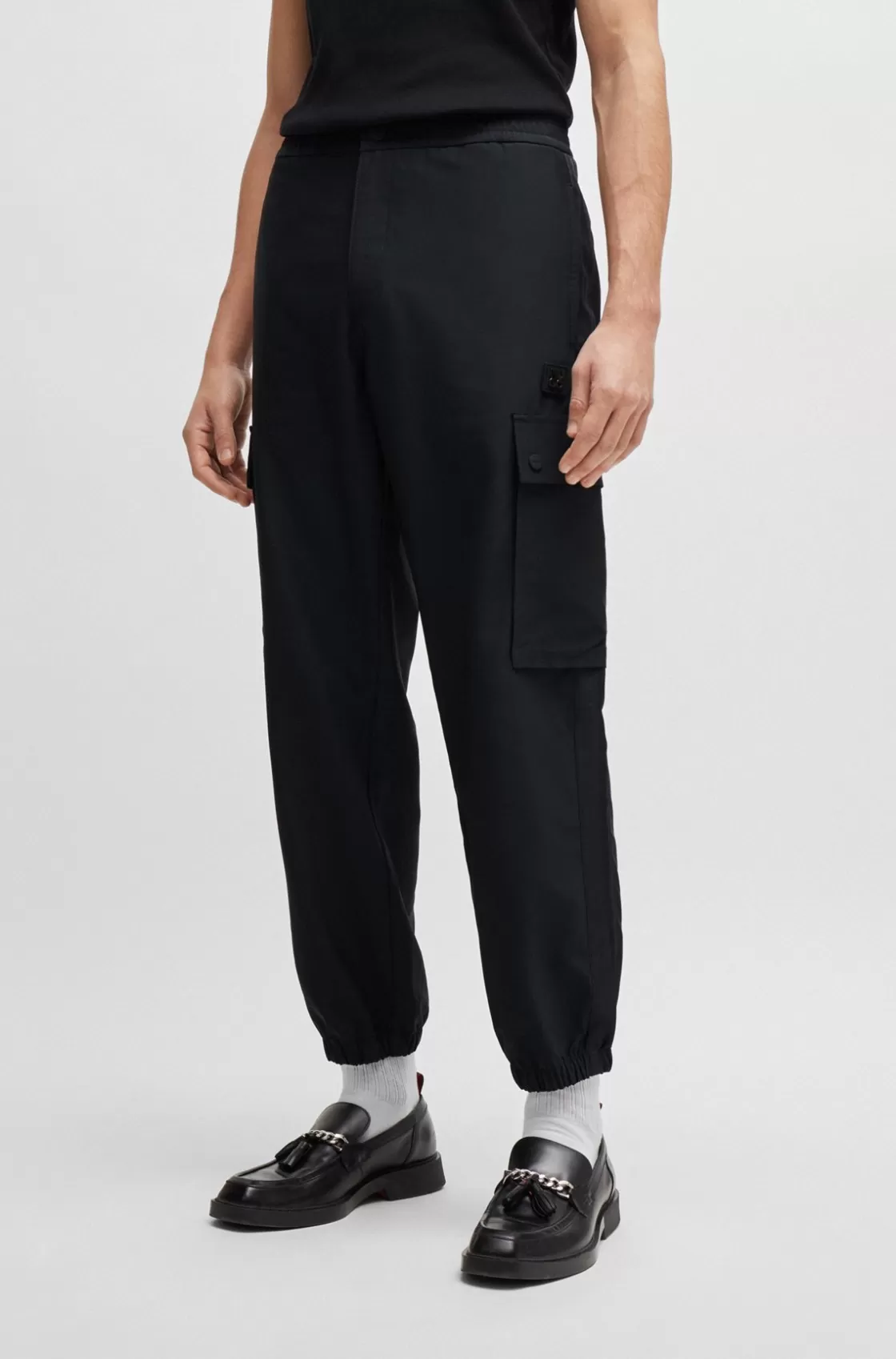 HUGO BOSS Regular-fit Trousers In Water-repellent Material Black Hot