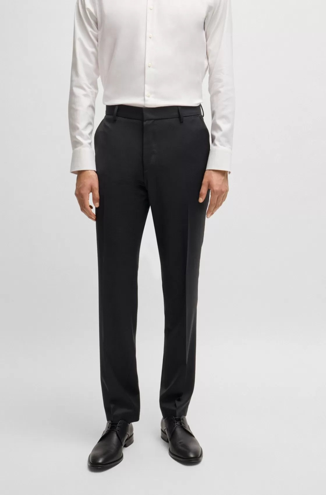 HUGO BOSS Regular-fit Trousers In Wool Serge Black Best