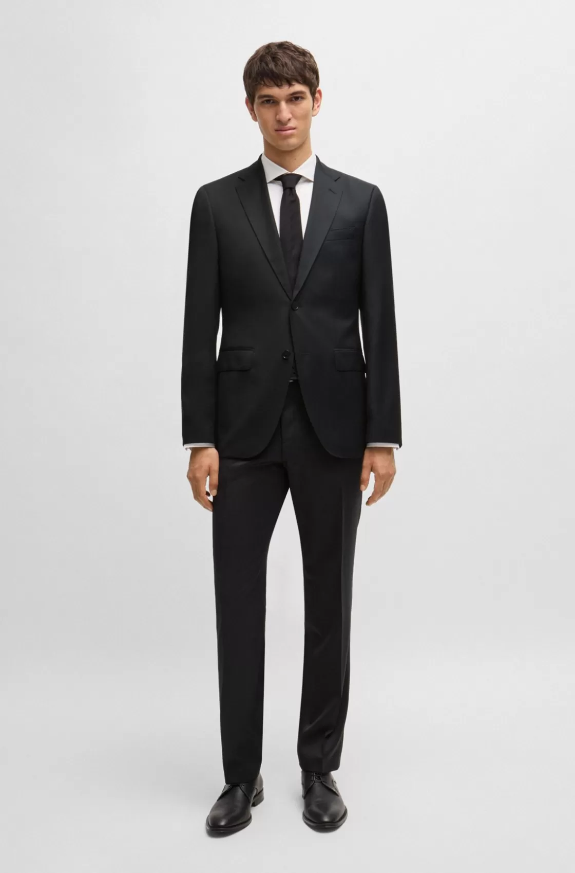HUGO BOSS Regular-fit Trousers In Wool Serge Black Best