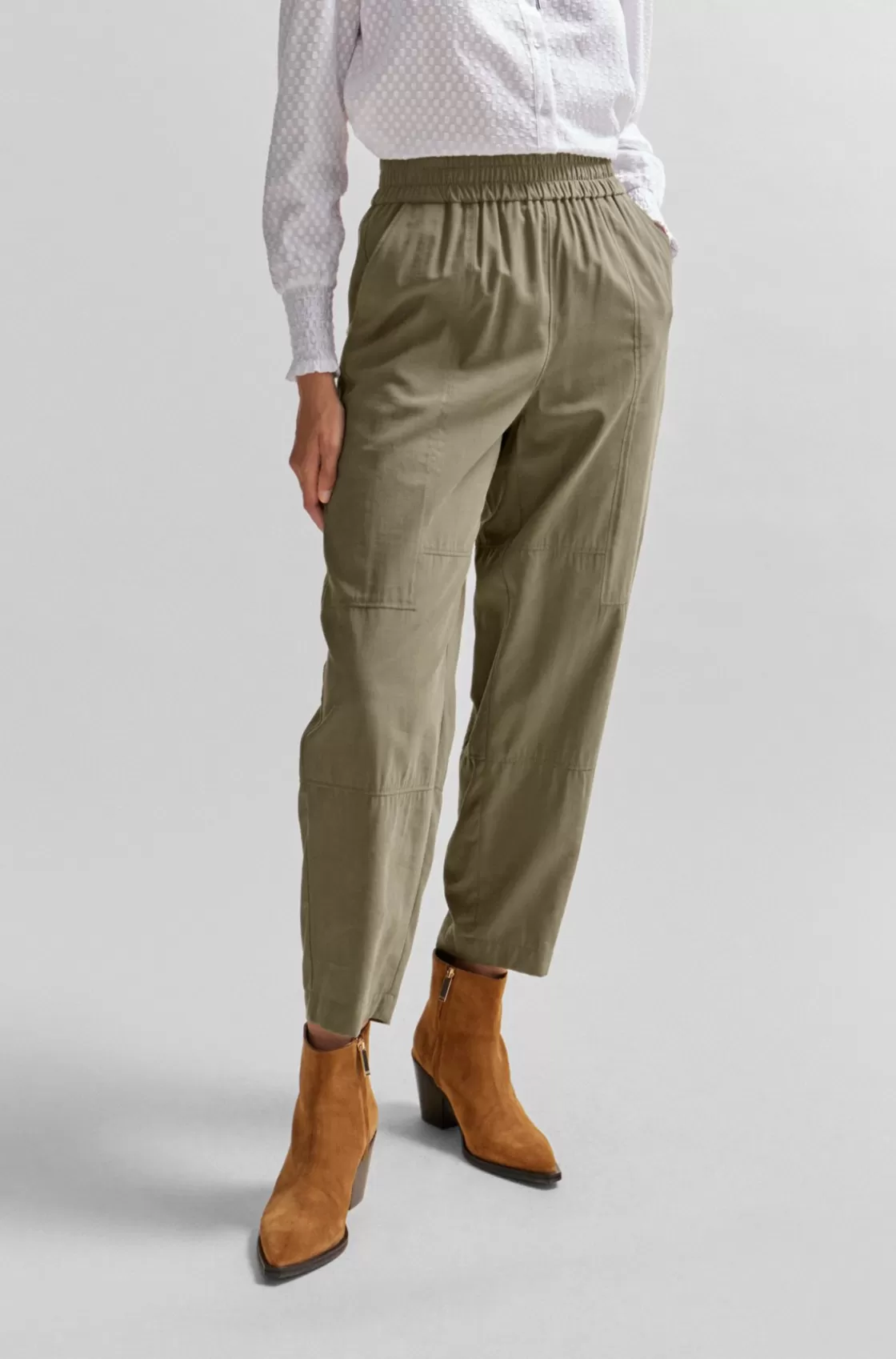 HUGO BOSS Regular-fit Trousers With A Tapered Leg Light Grey Store