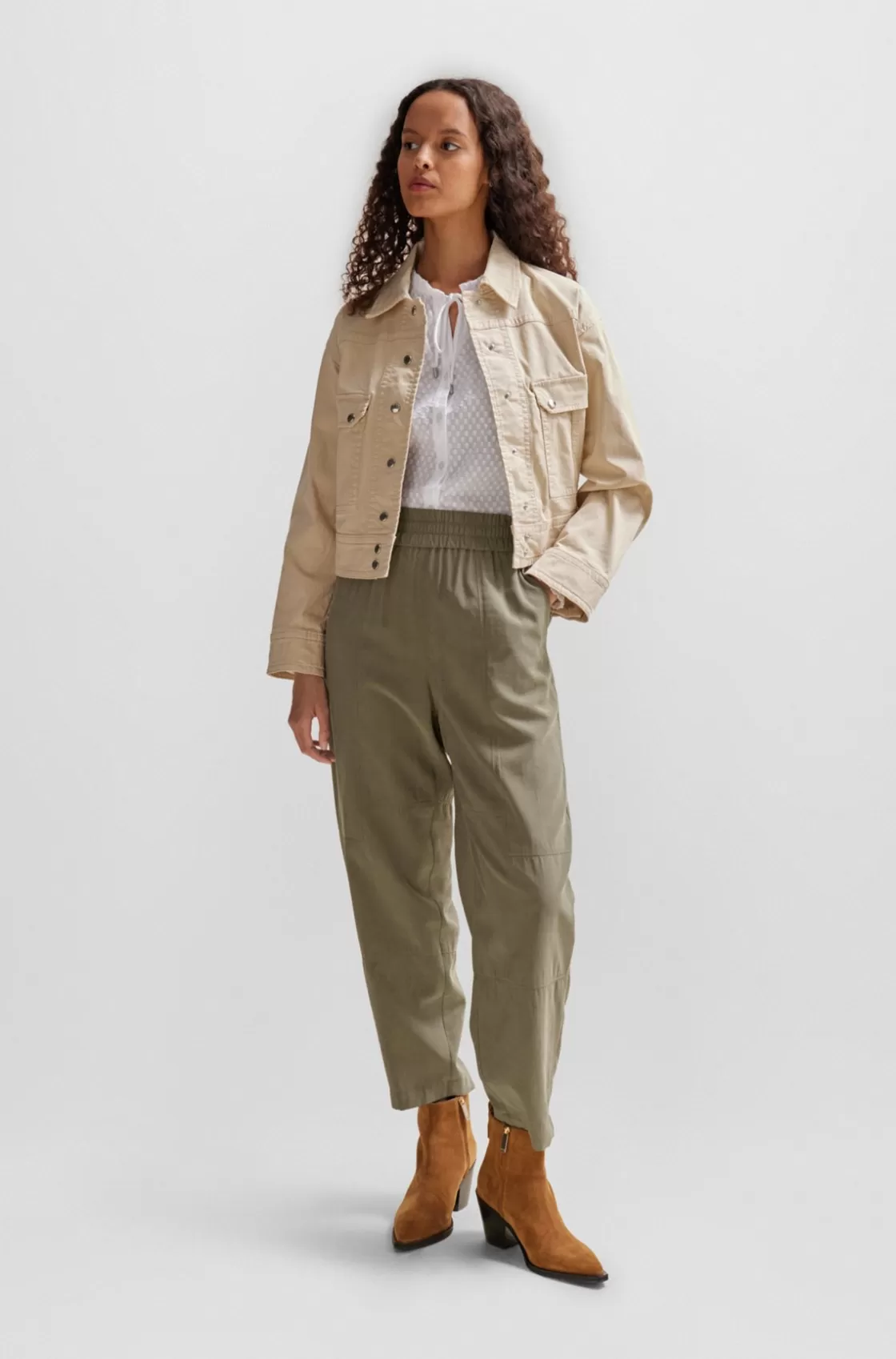 HUGO BOSS Regular-fit Trousers With A Tapered Leg Light Grey Store