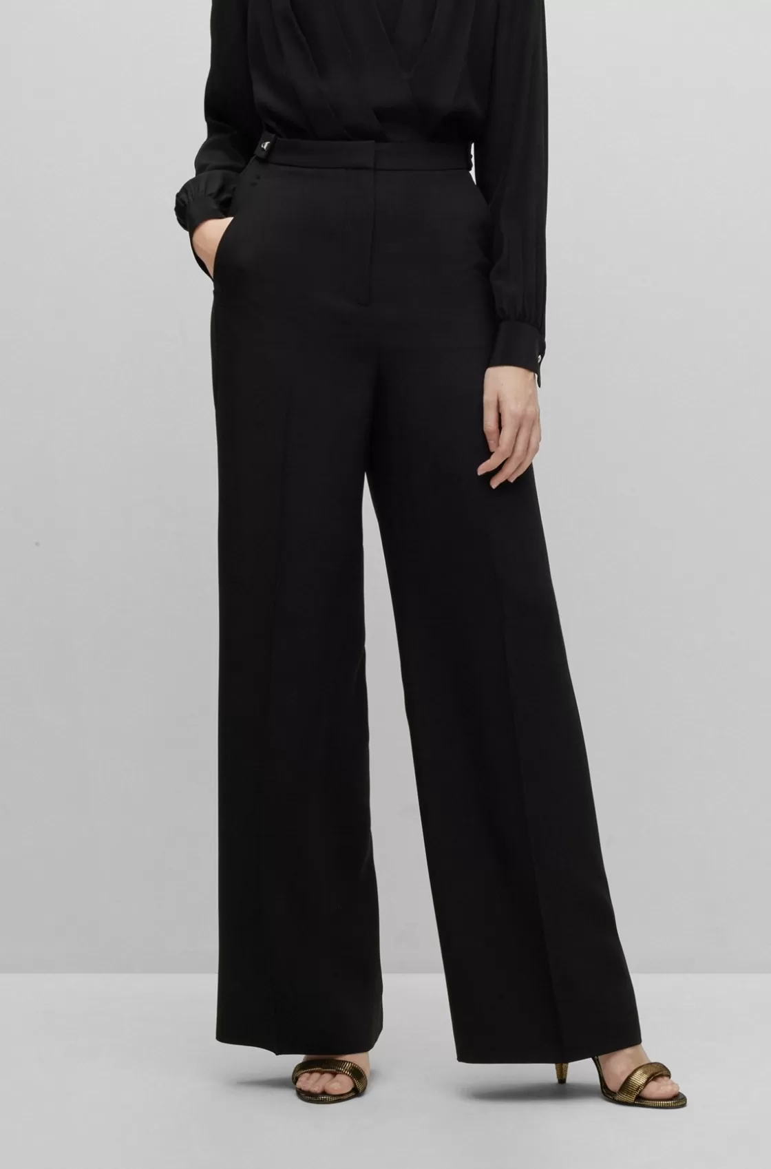 HUGO BOSS Regular-fit Trousers With Flared Leg Black Online